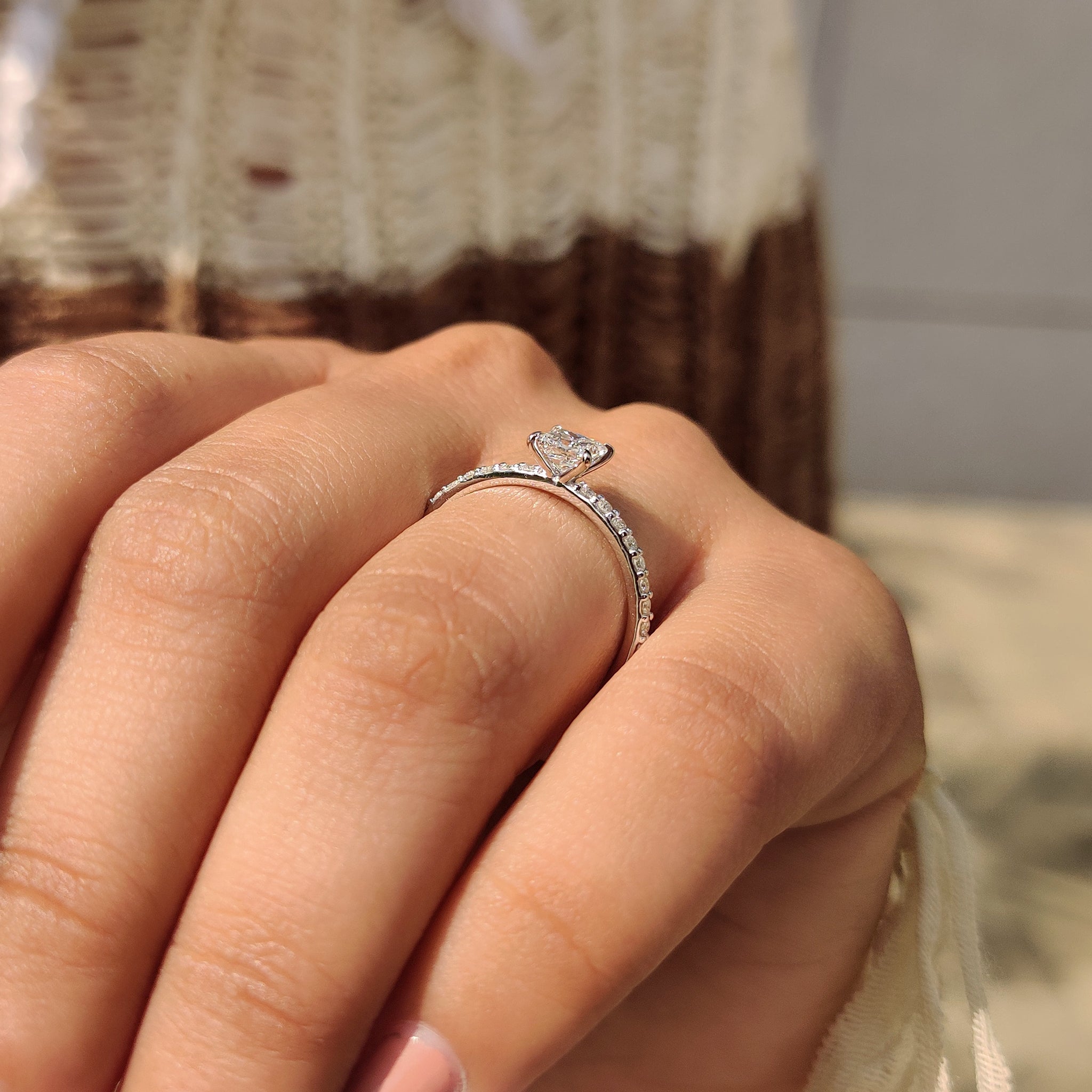 Handmade ring with princess cut diamond
