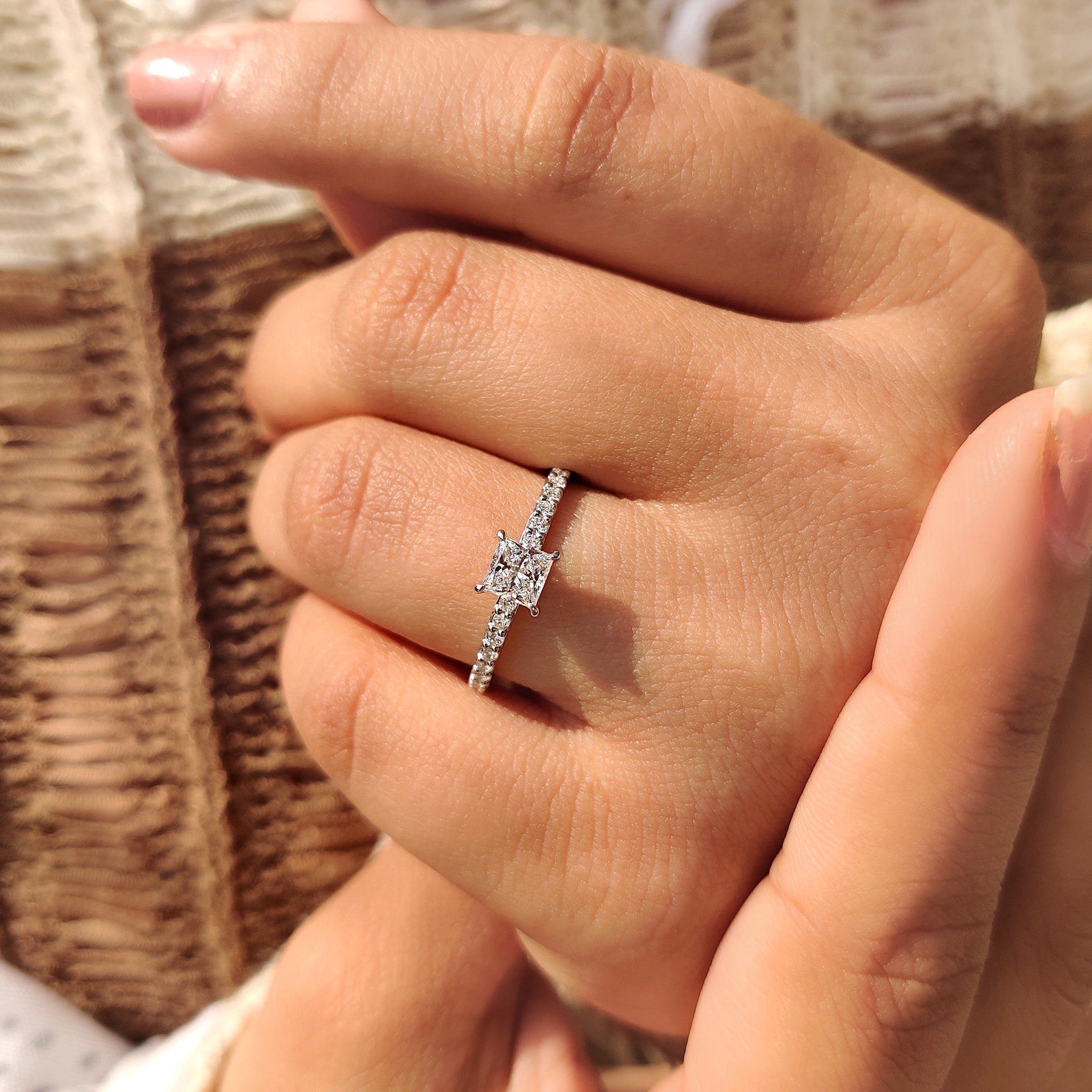 Lab grown diamond princess cut ring
