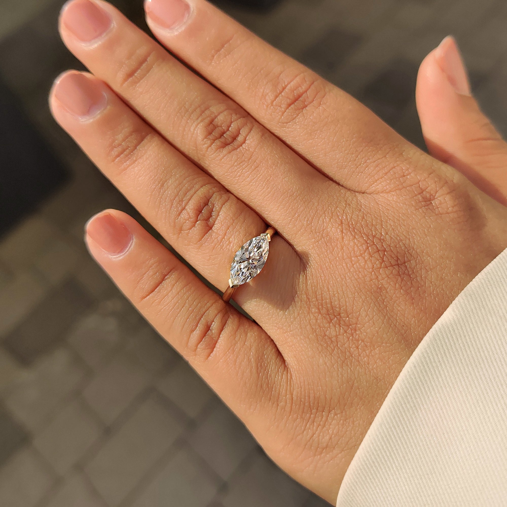 Lab grown diamond marquise engagement ring
