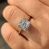 "Halo princess cut engagement ring in white gold
