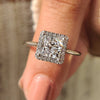 "Halo princess cut engagement ring in white gold
