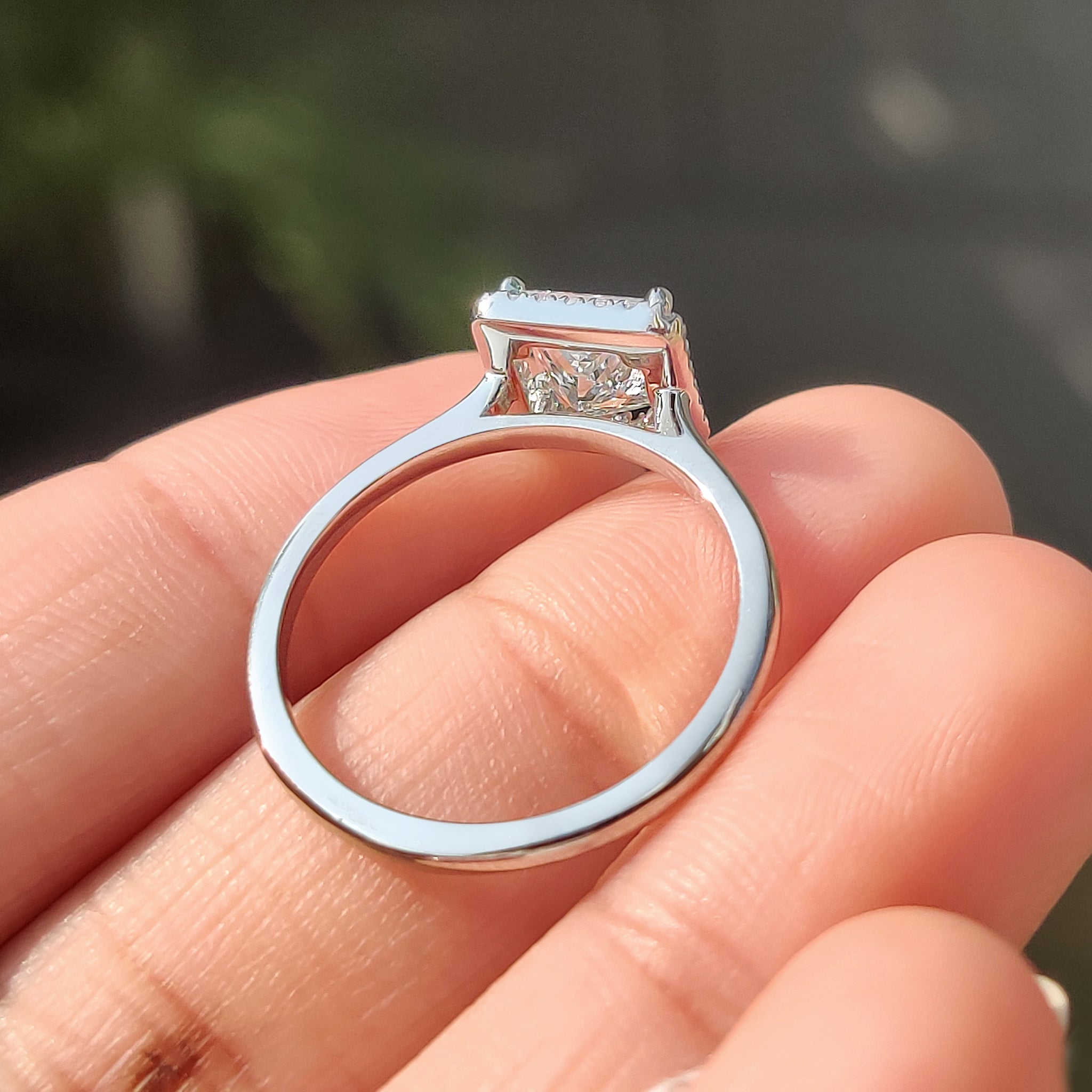 Handmade halo princess cut diamond ring
