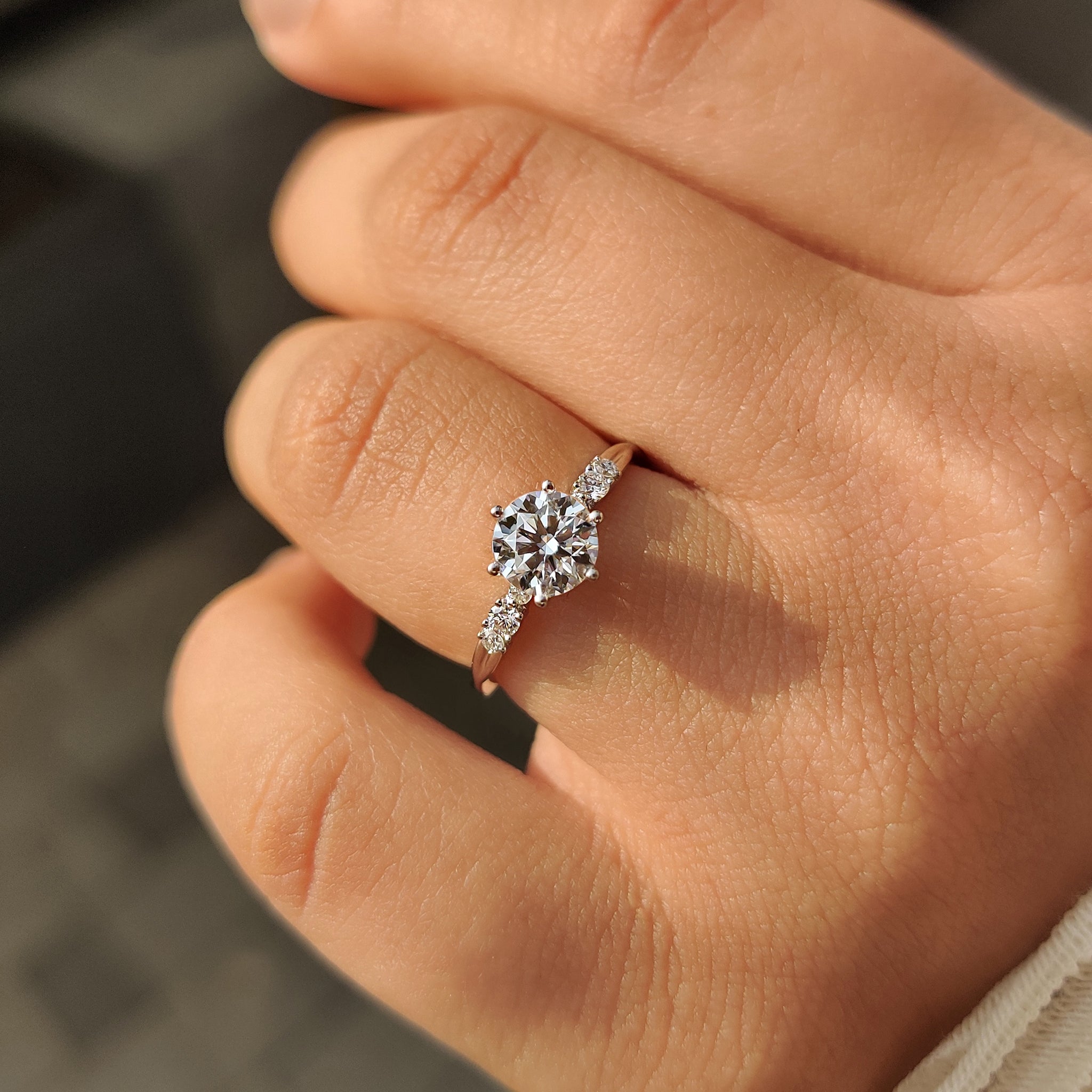 Six prong round diamond engagement ring
