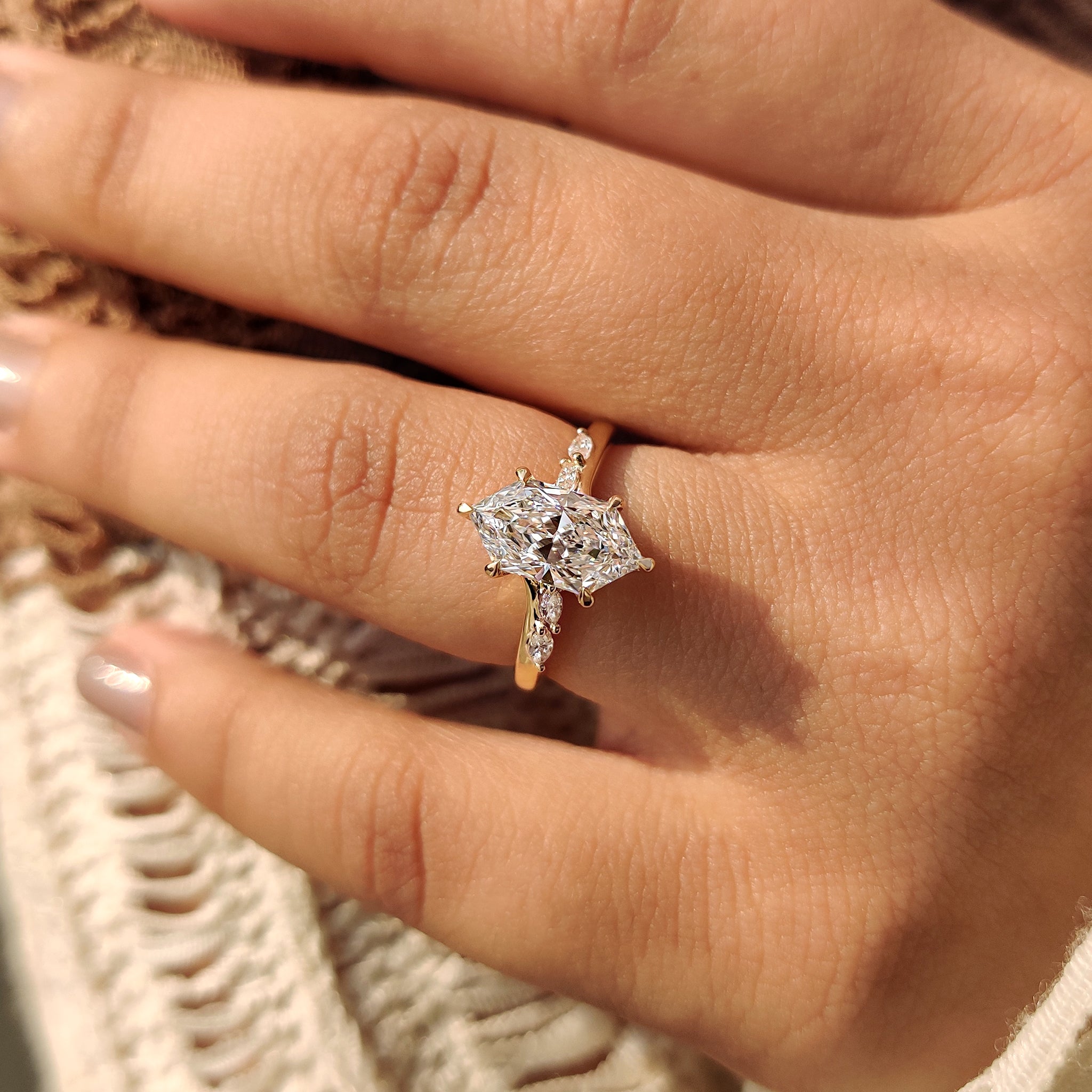 Dutch Marquise Diamond Engagement Ring In Bridge Accent