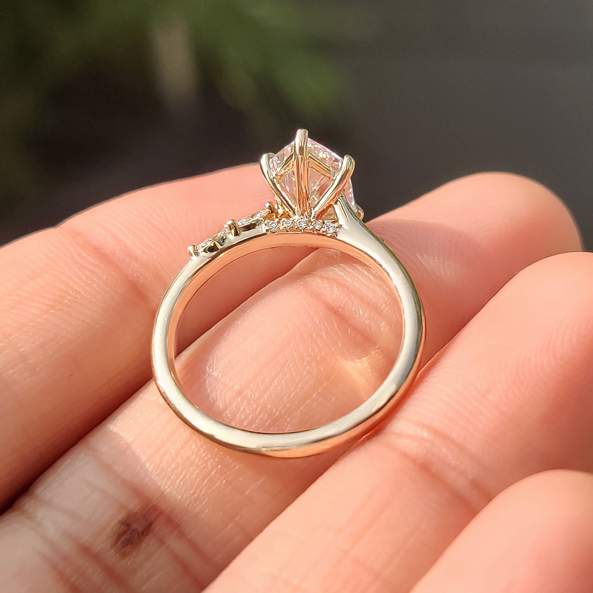 Pave setting ring featuring lab grown diamonds.
