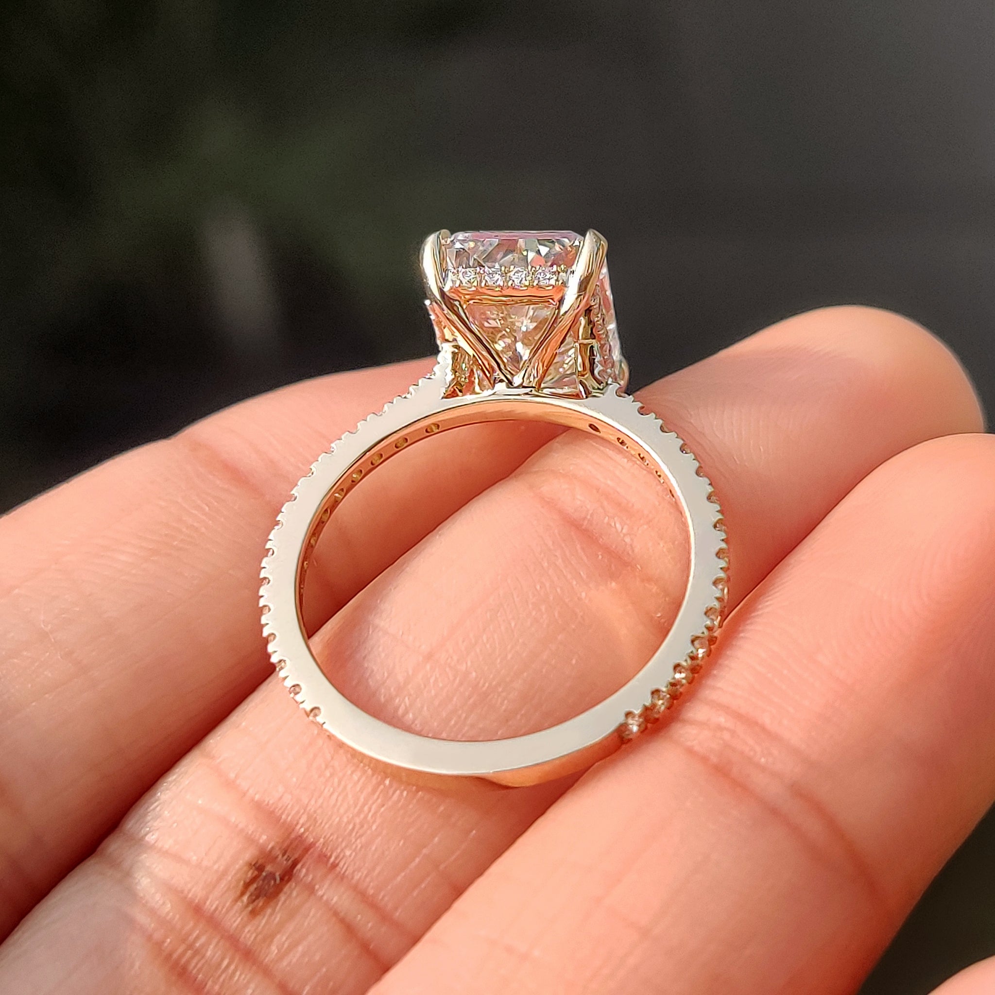 Custom radiant engagement ring design
