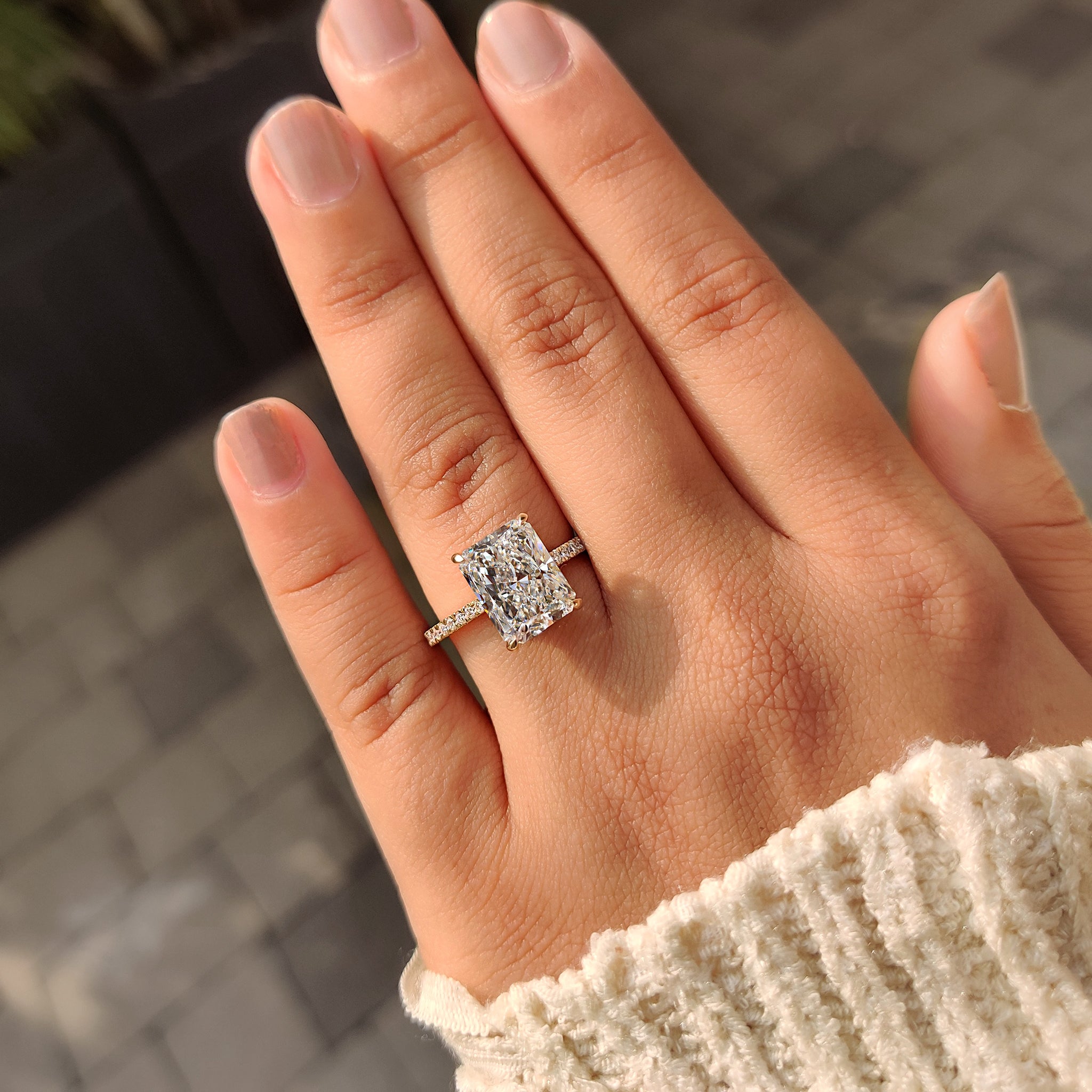 IGI certified radiant cut diamond ring
