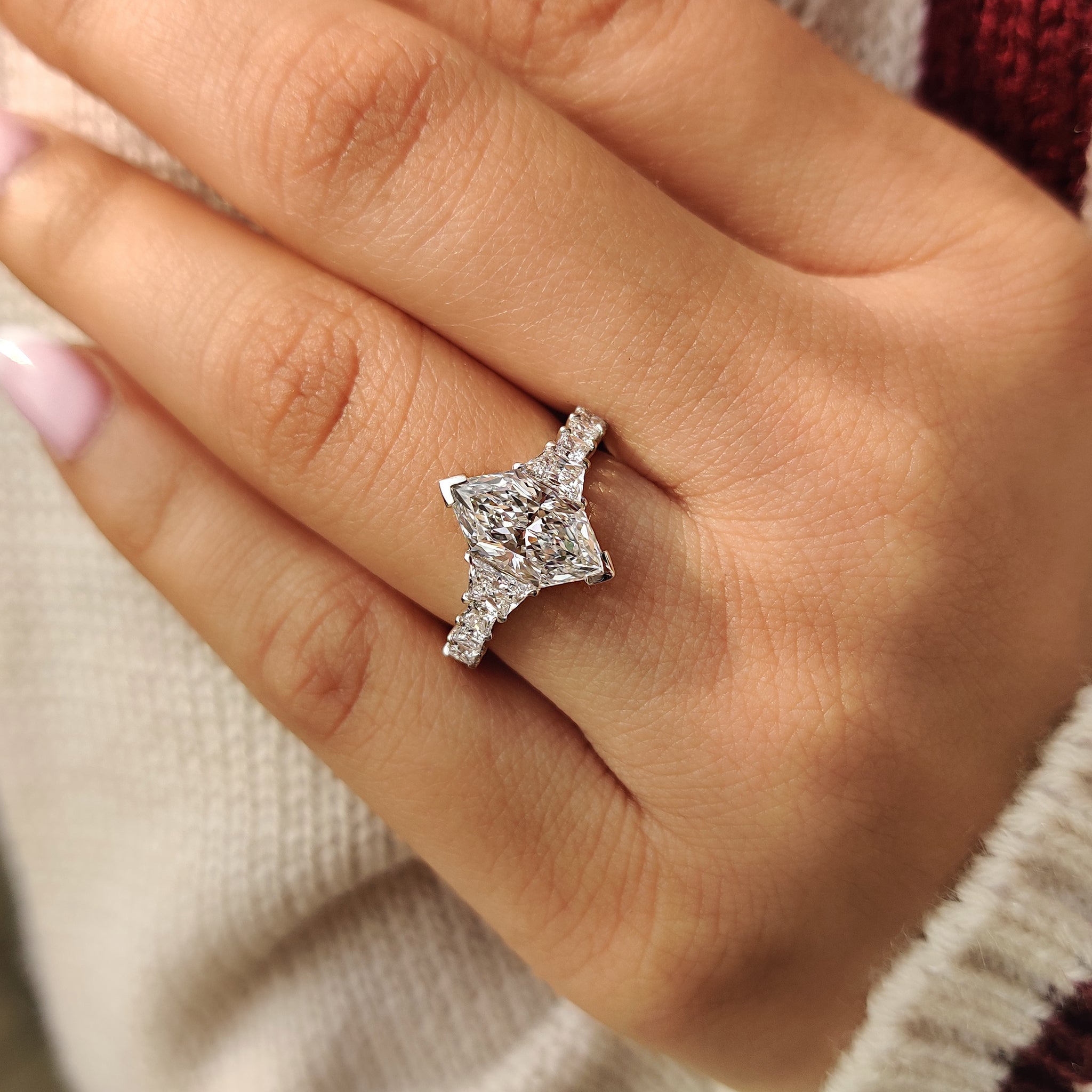 Lab grown diamond dutch marquise engagement ring.
