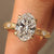 Oval cut diamond ring with vintage engagement ring styling.
