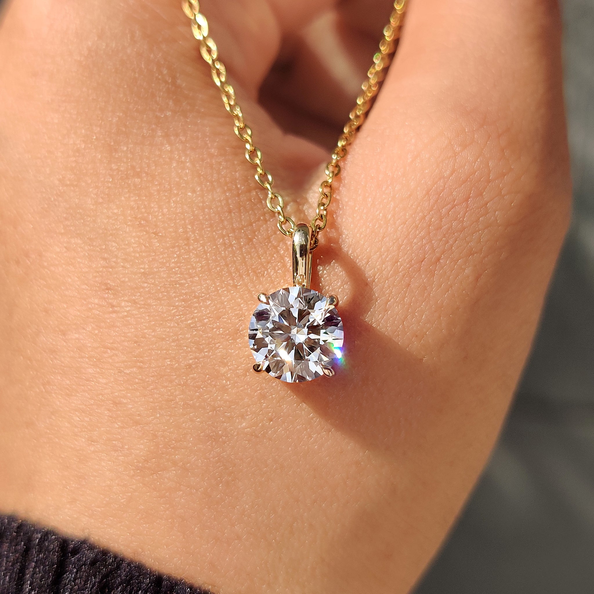 Lab Grown Diamond in handmade pendant.
