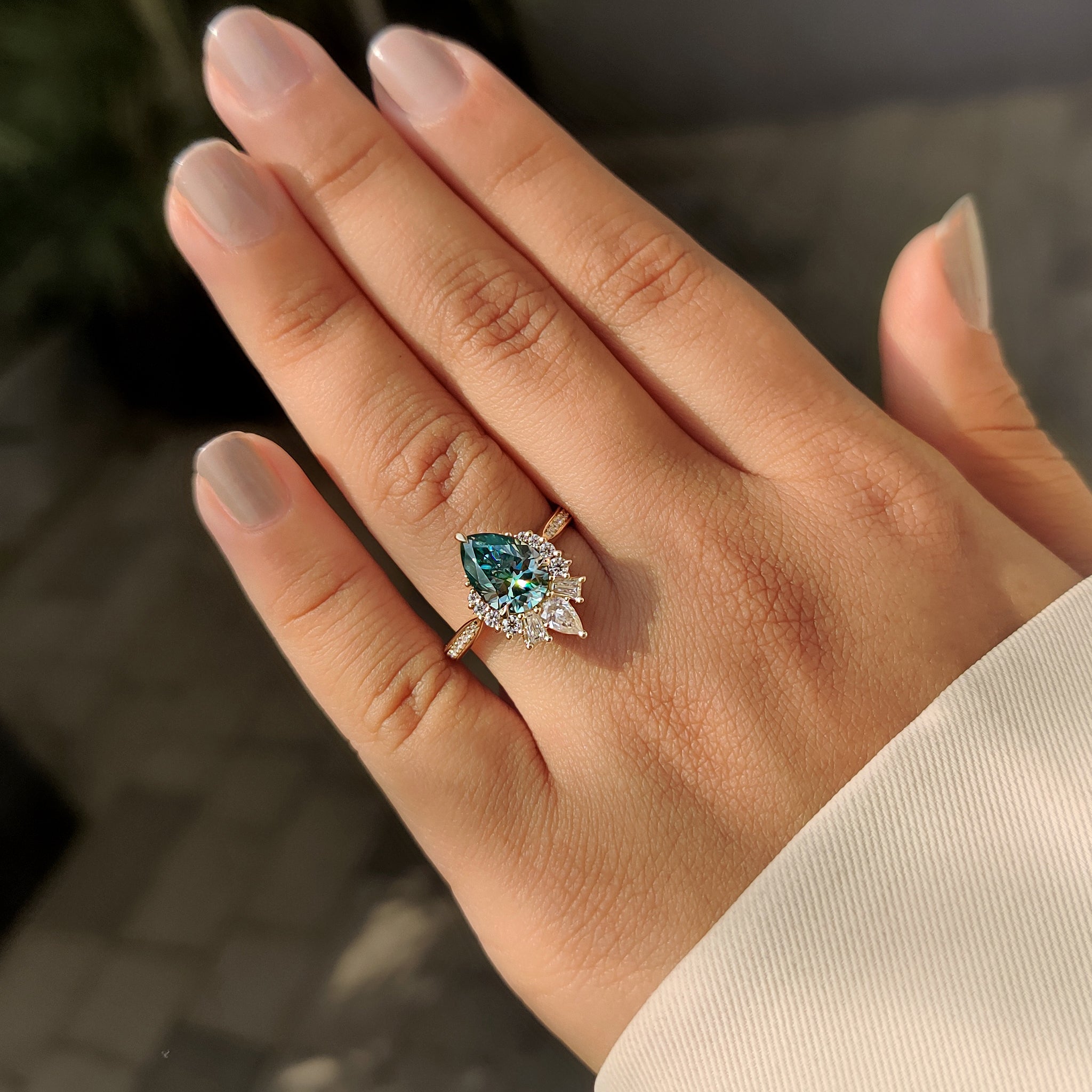 Cathedral setting ring in yellow gold.
