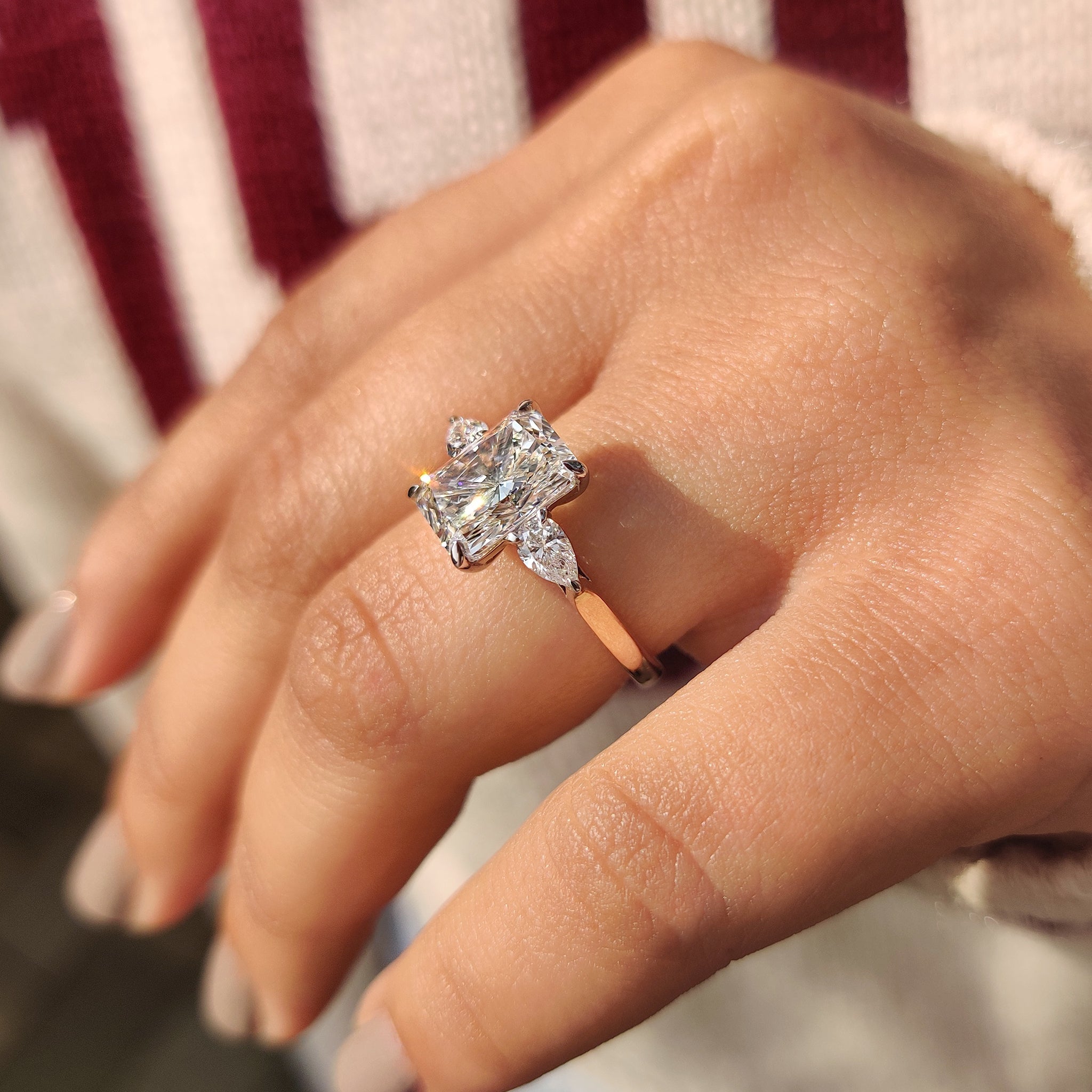 IGI certified radiant cut diamond ring.
