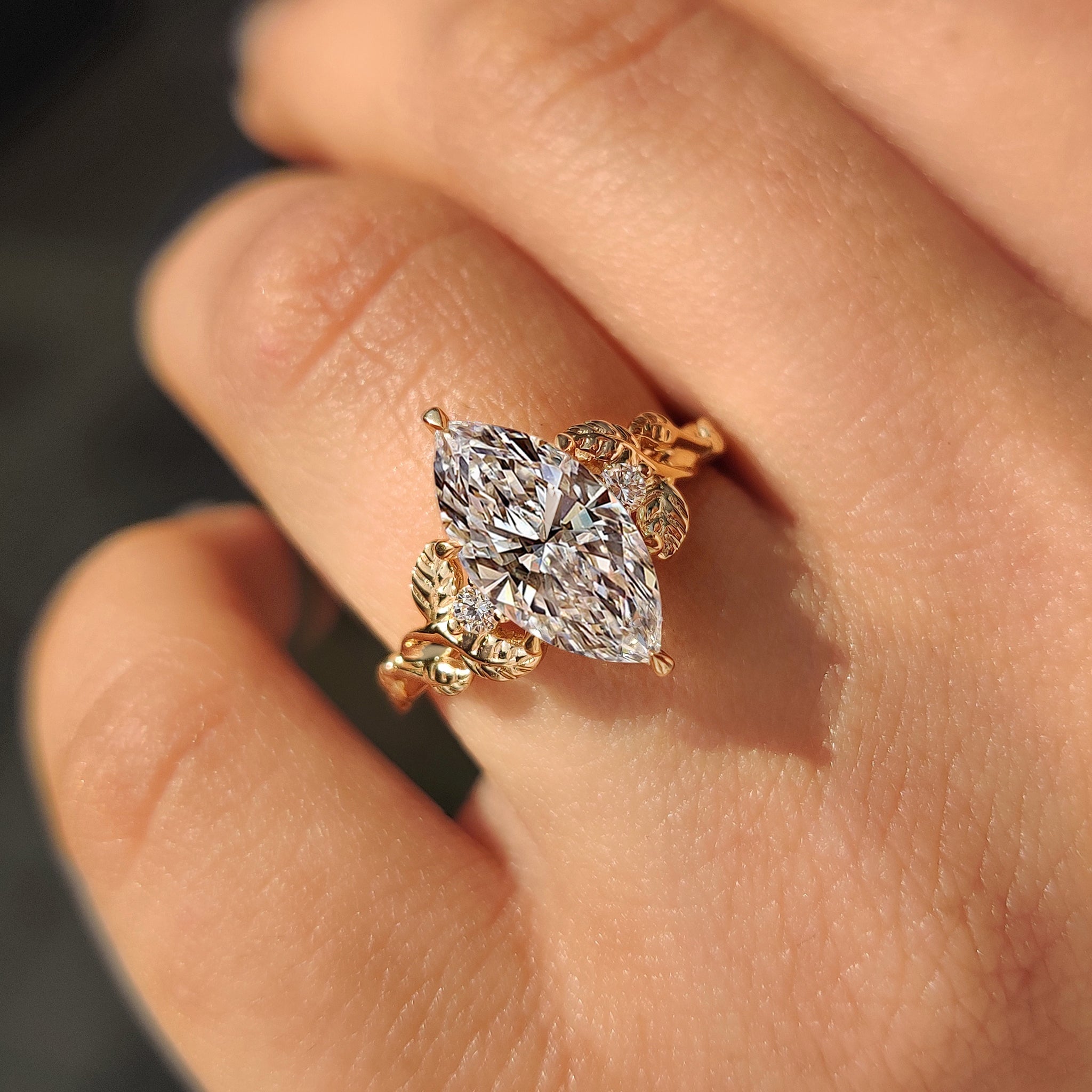 Diamond Engagement Ring with Marquise and Round Stones.
