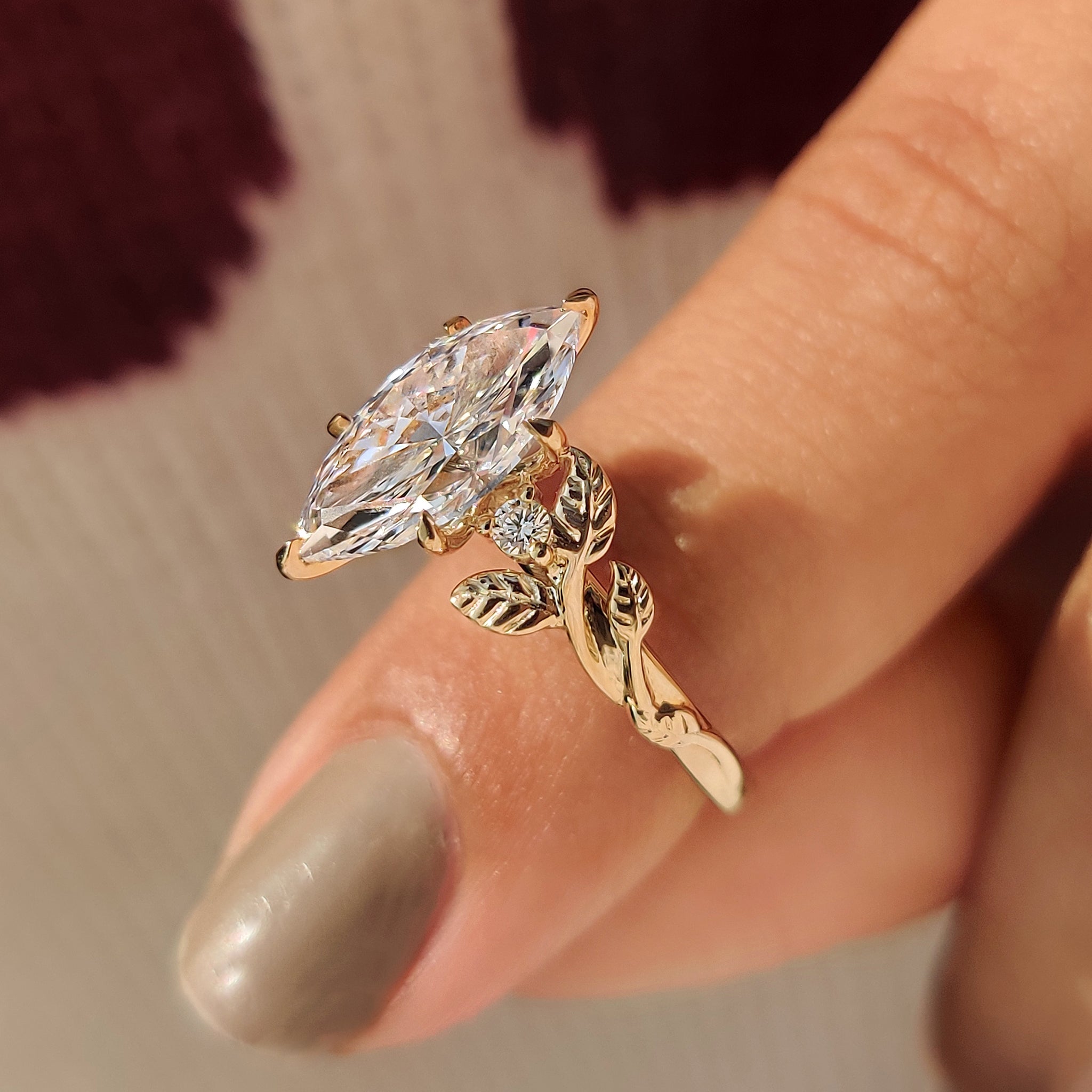 Carat Diamonds Marquise Three Stone Engagement Ring.
