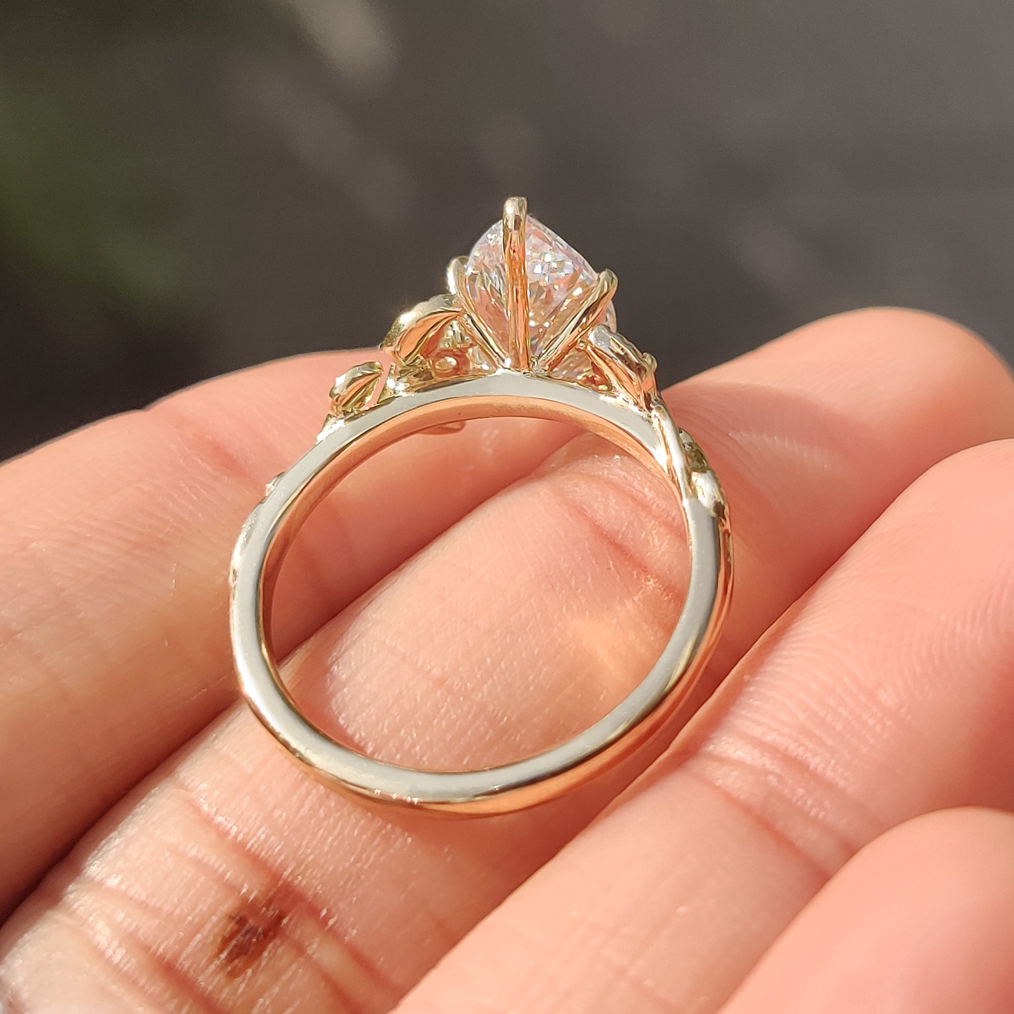 Handmade Marquise Diamond Three Stone Ring.
