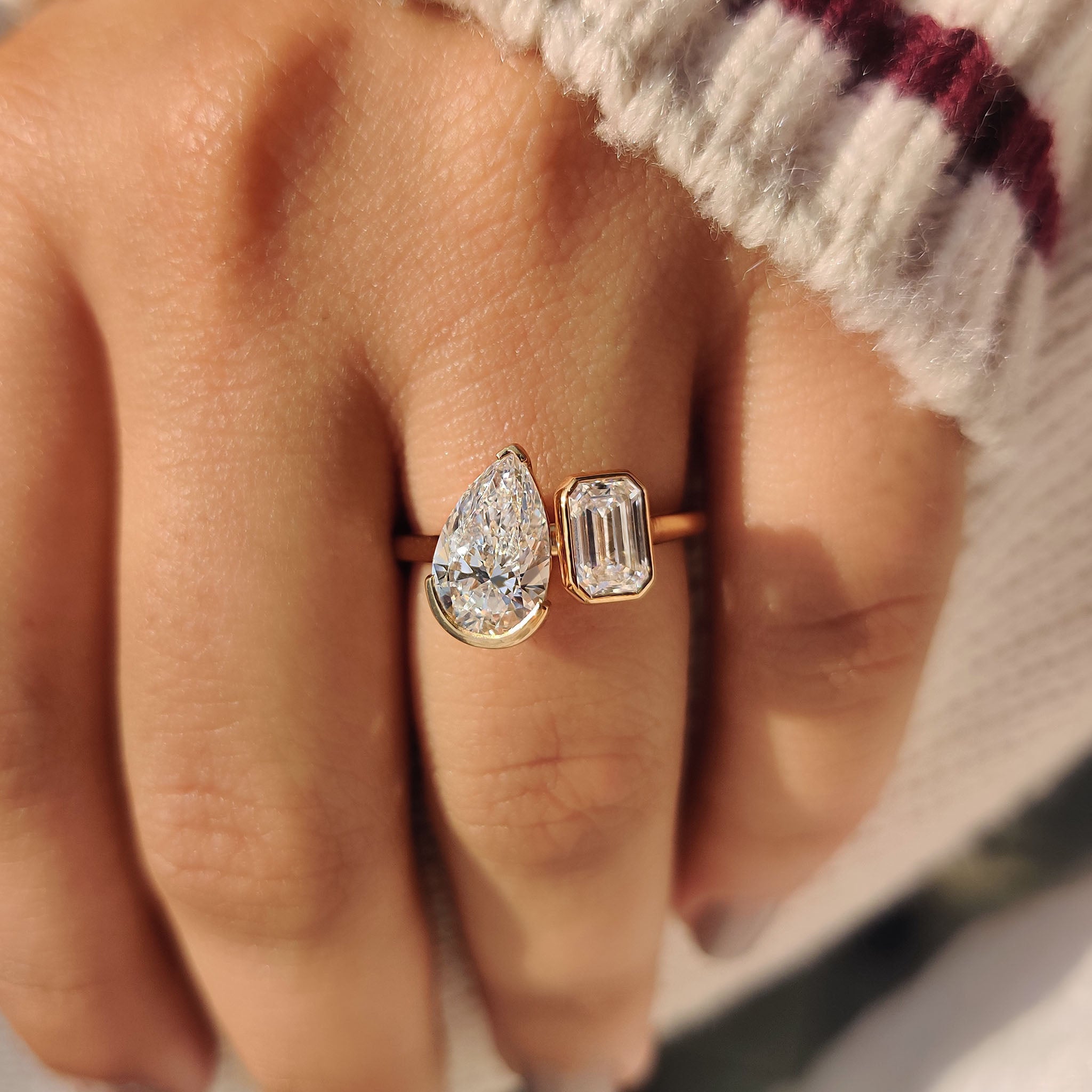 Handmade jewelry emerald cut engagement ring.
