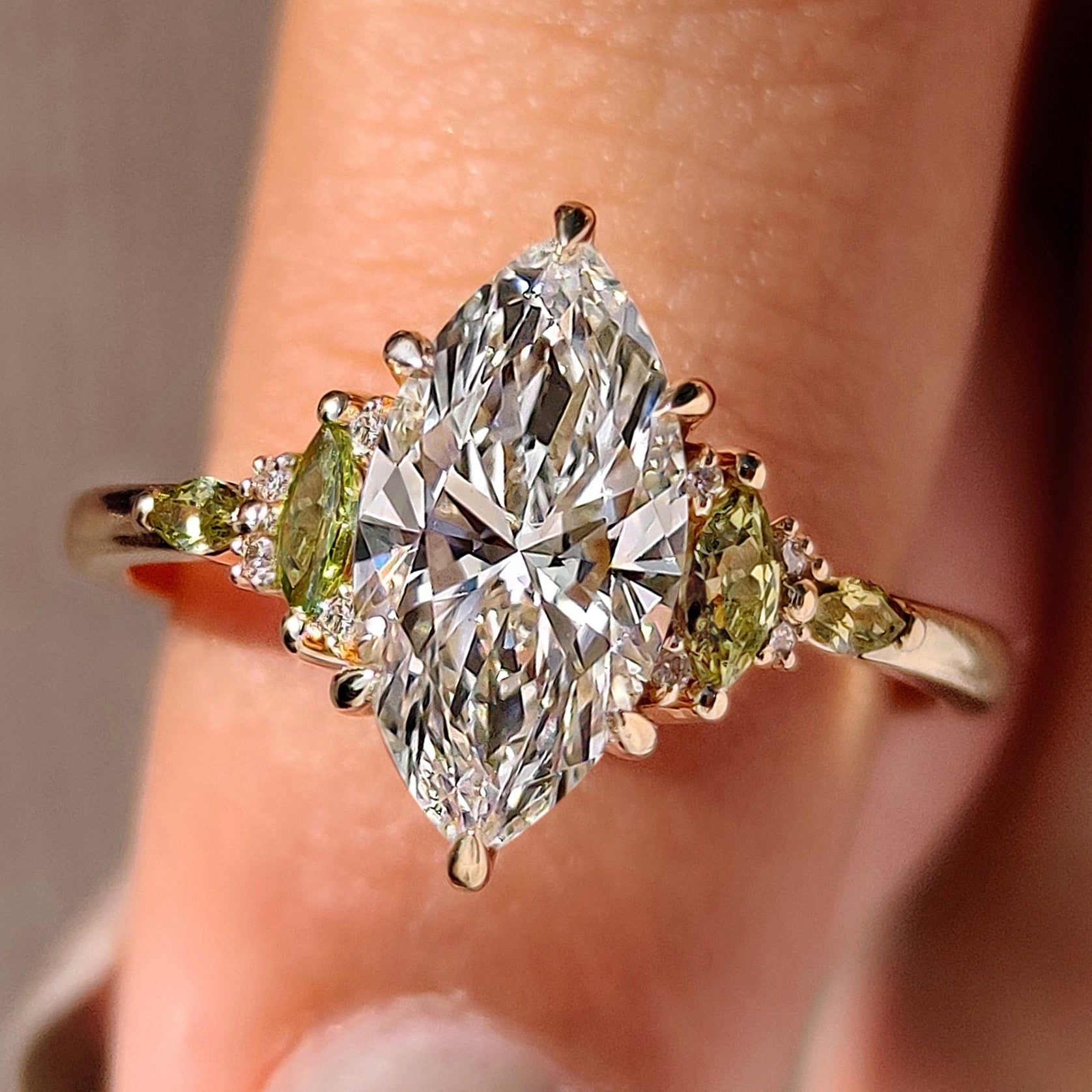 Ring Stone Morque Buy Marquise Diamond Ring with Round and Marquise Side Stones