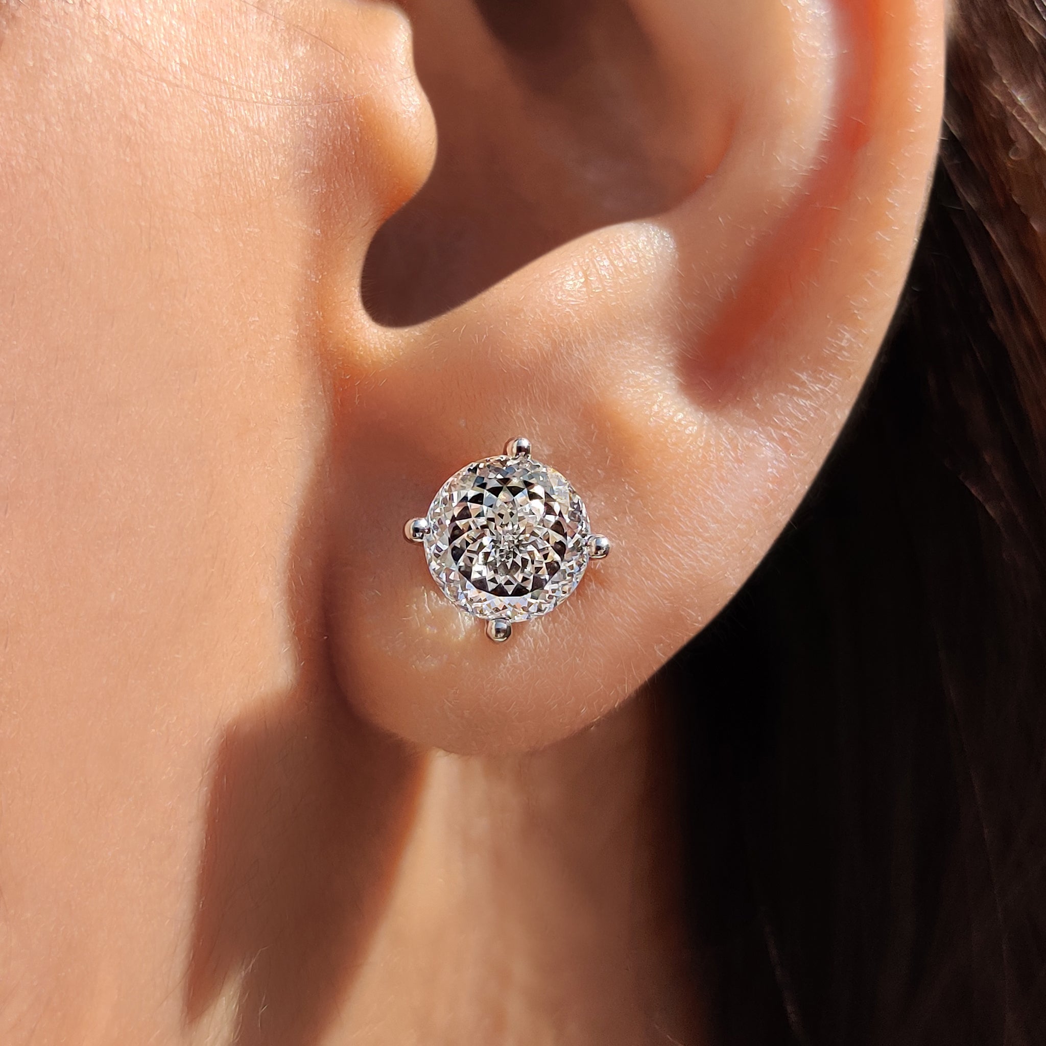 Portuguese Cut Diamond Stud Earrings for Daily Wear.
