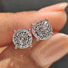 Portuguese Cut Diamond Stud Earrings with Four Prong Setting.
