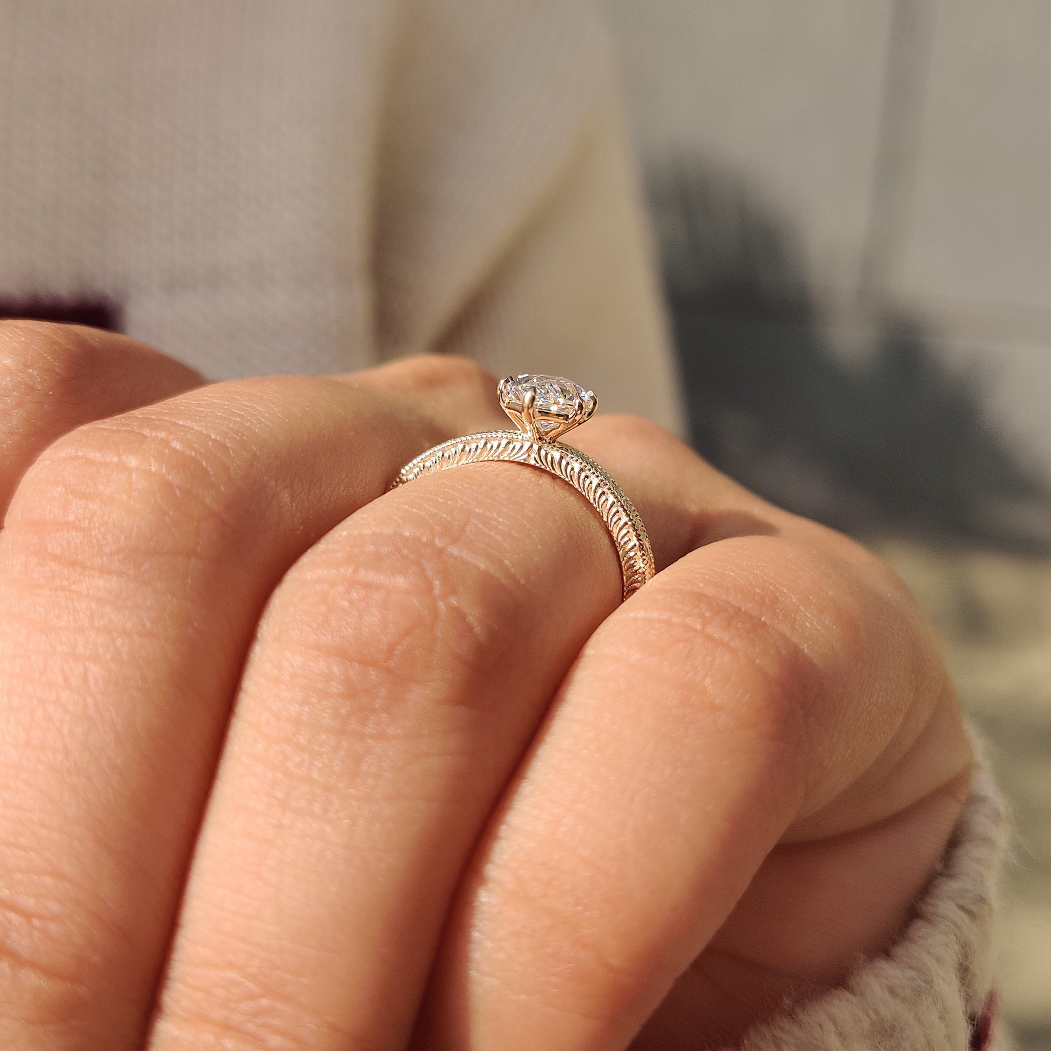 Art deco dutch marquise ring with milgrain edge design.
