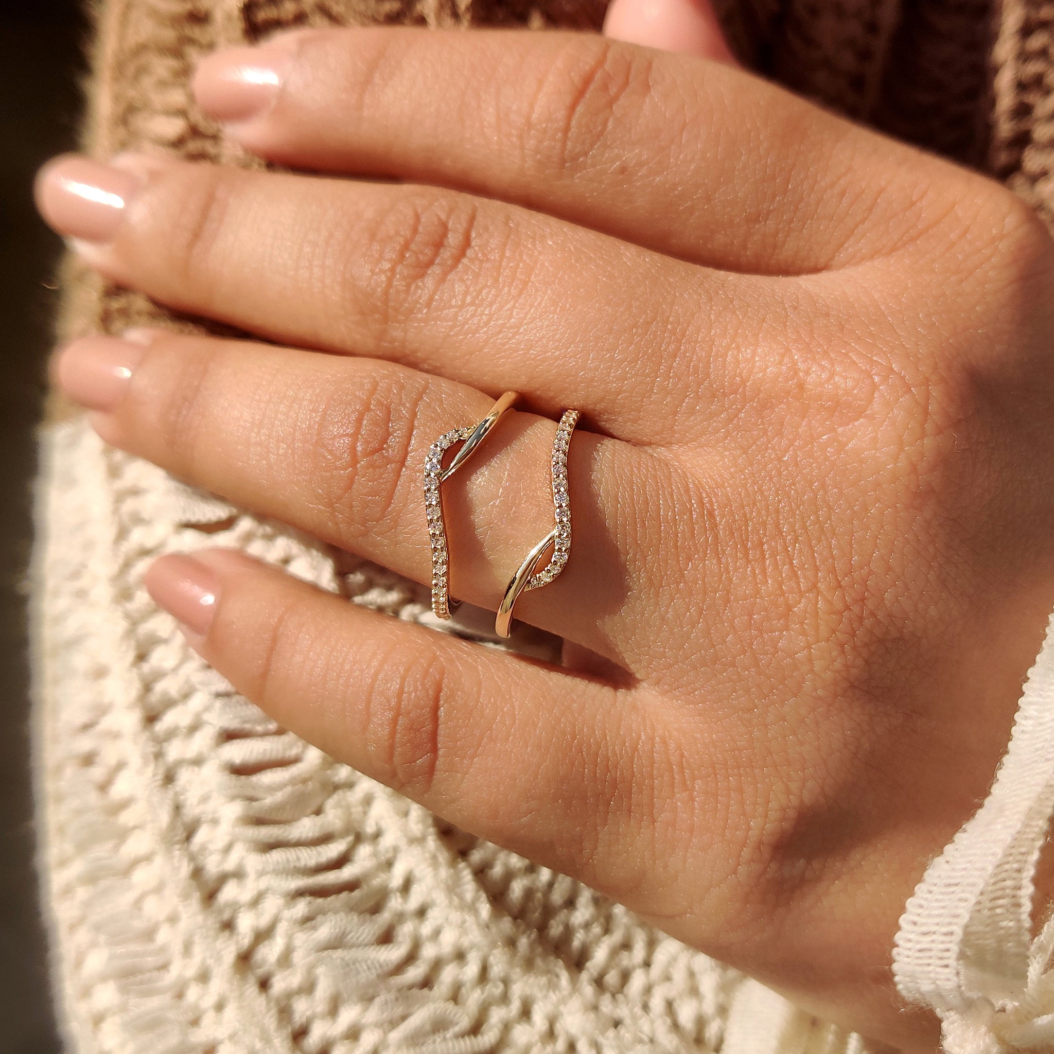 Handmade jewelry wrap guard wedding band for stacking.
