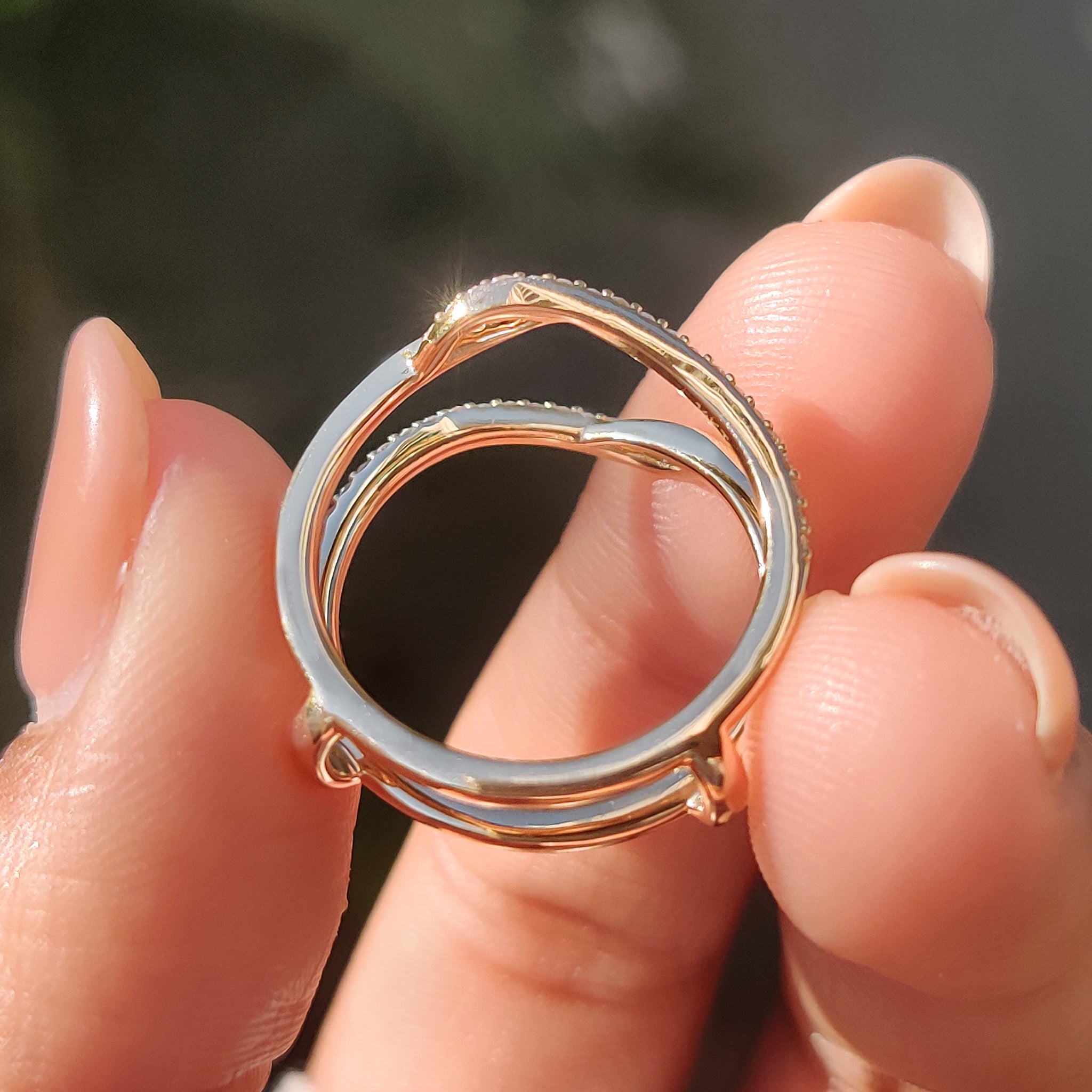 Handmade band with round diamond wedding band detailing.
