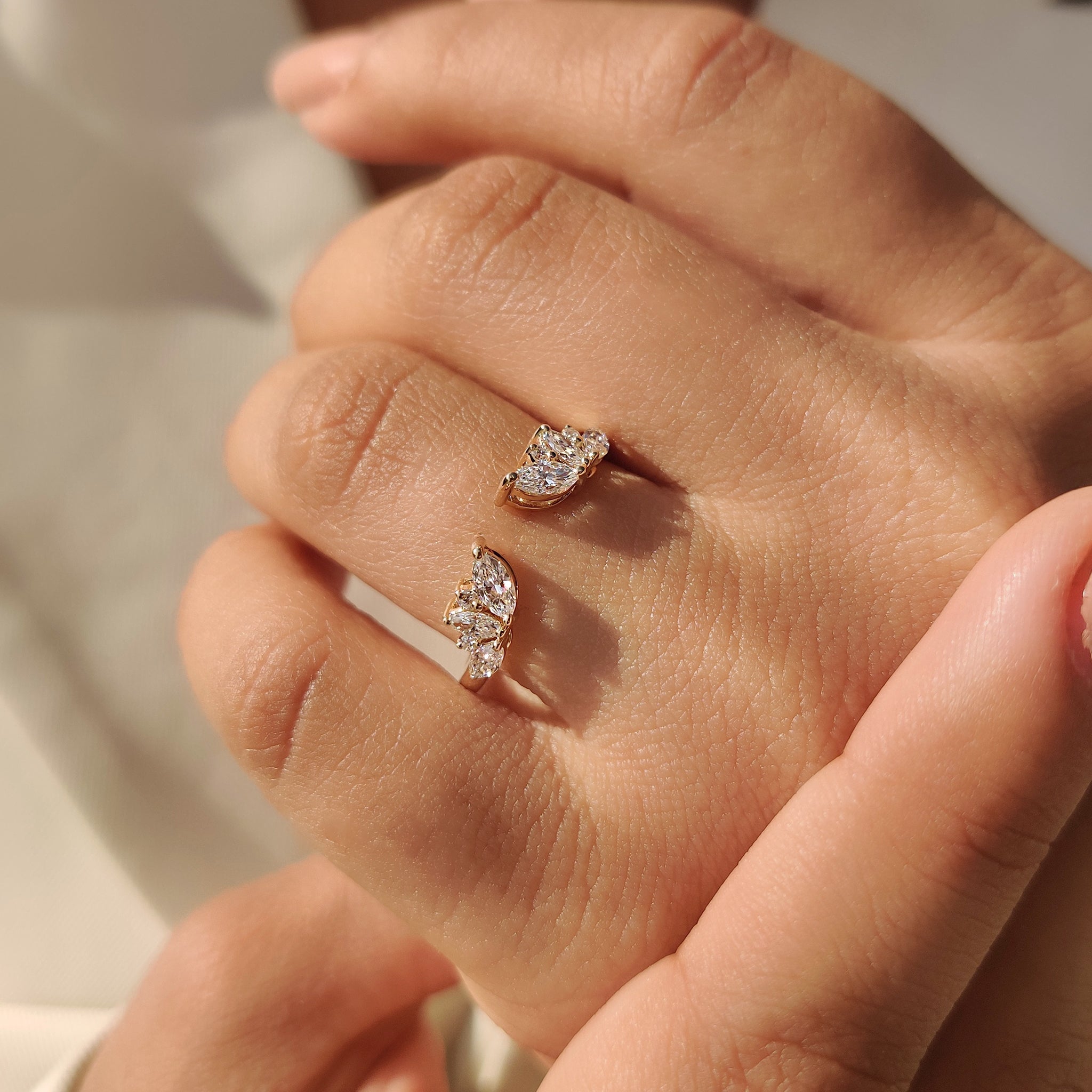 Lab grown diamond open gap wedding band handcrafted for daily wear.
