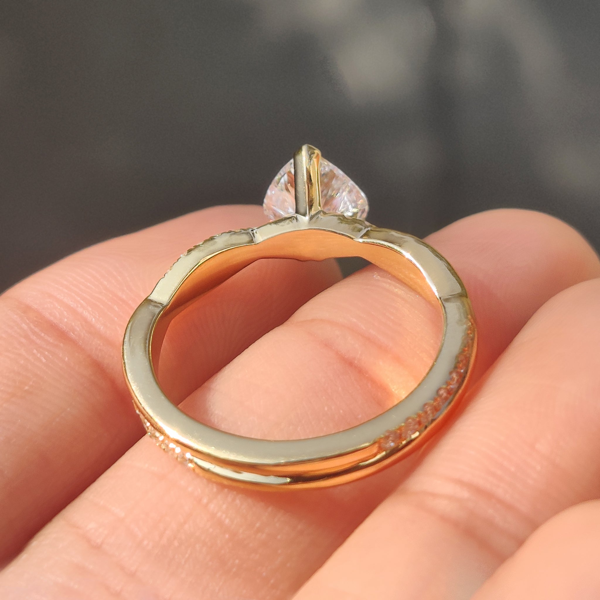 Handmade jewelry heart shaped diamond twisted engagement ring.
