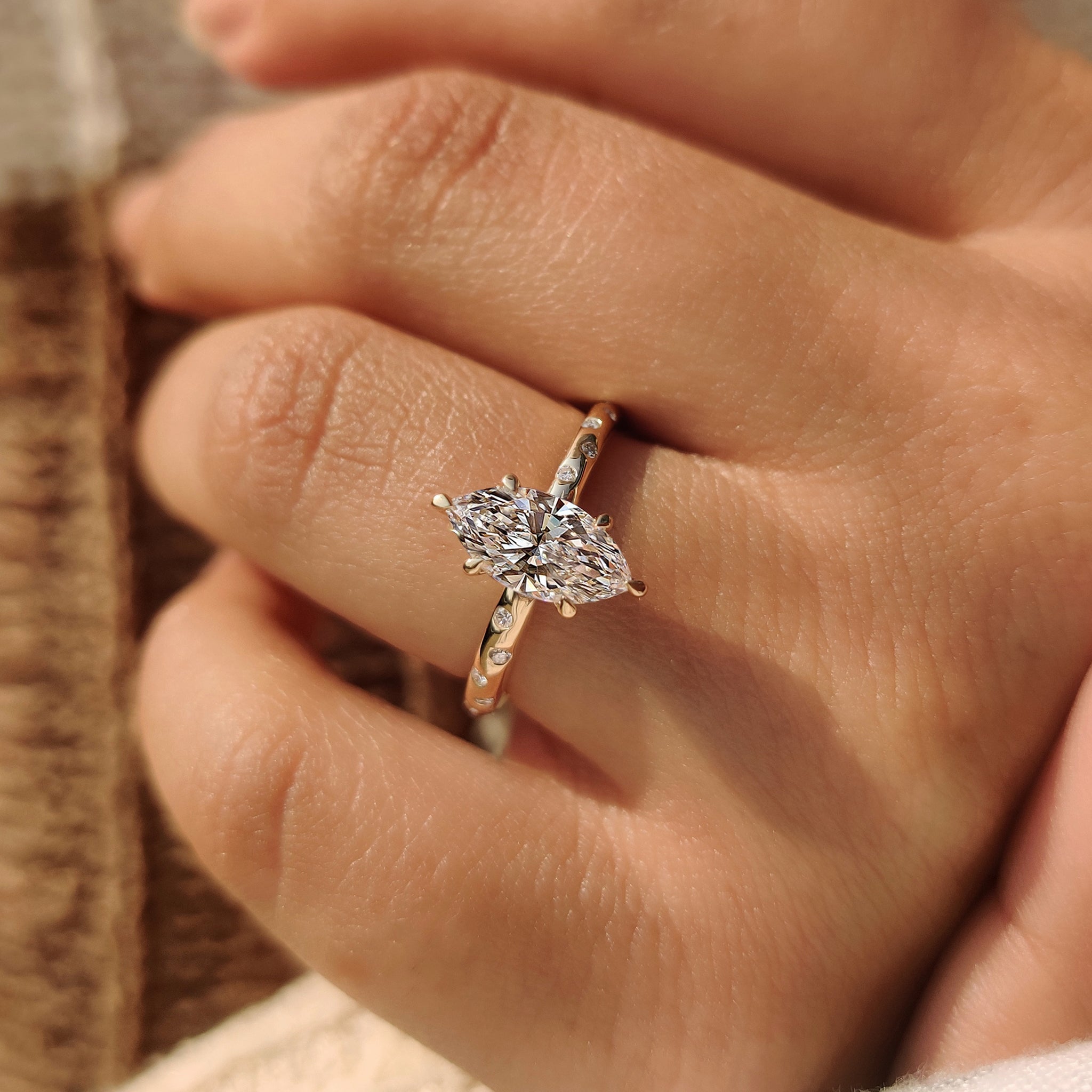 Carat diamonds engagement ring featuring round cut side diamonds.
