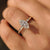 Custom diamond ring featuring marquise diamond and round cut side diamonds.
