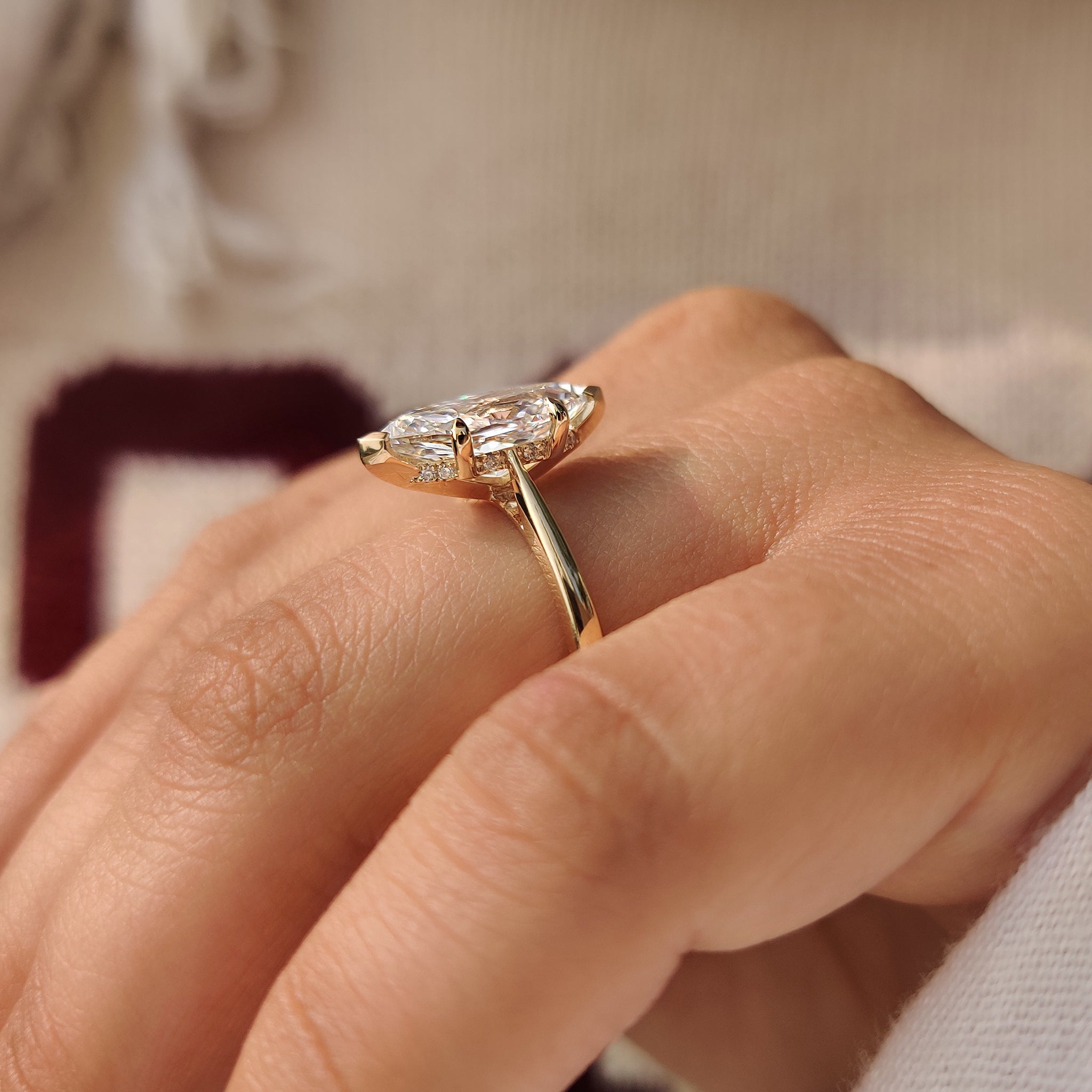 Lab grown diamond ring with euro shank style.
