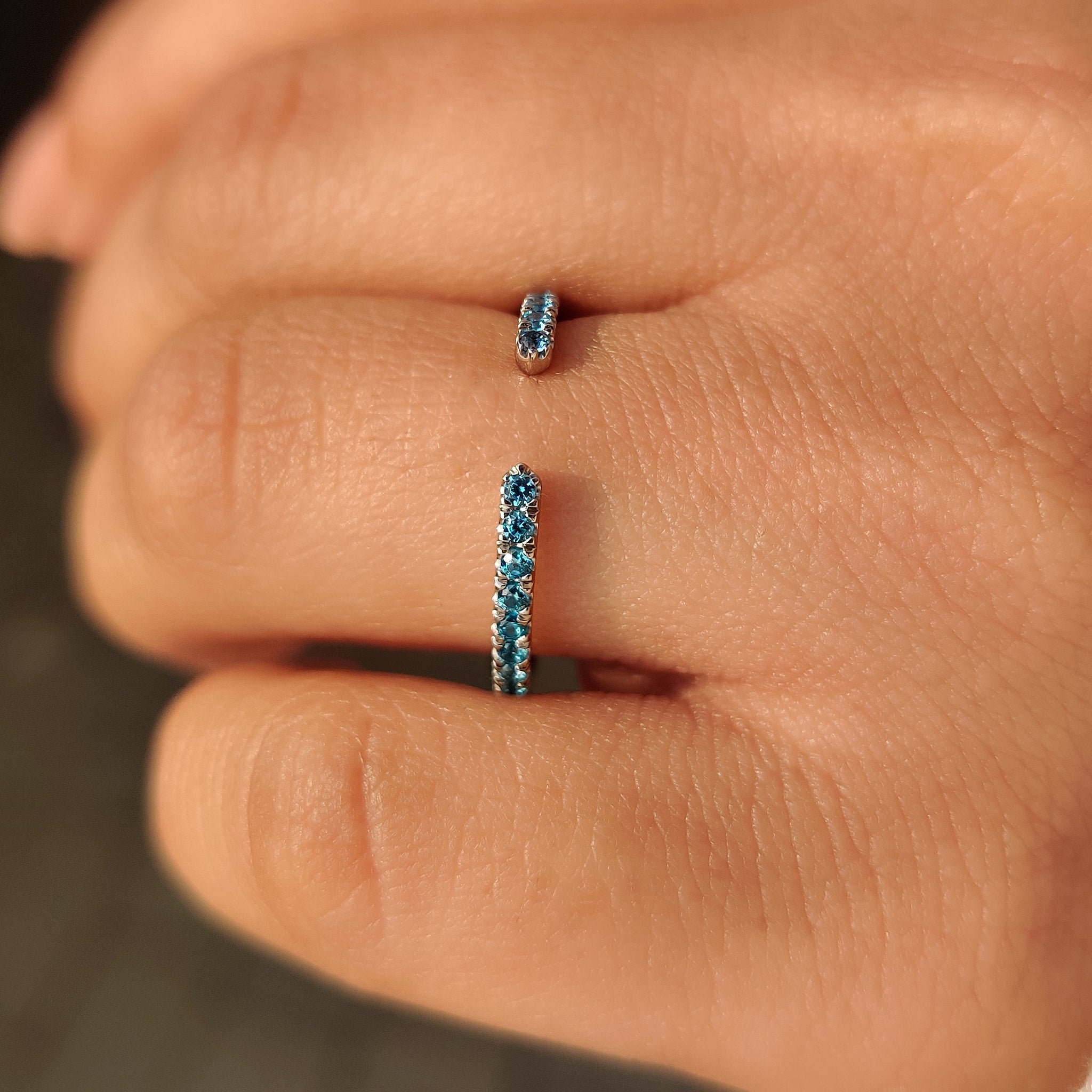 3/4 eternity blue diamond wedding band handmade.