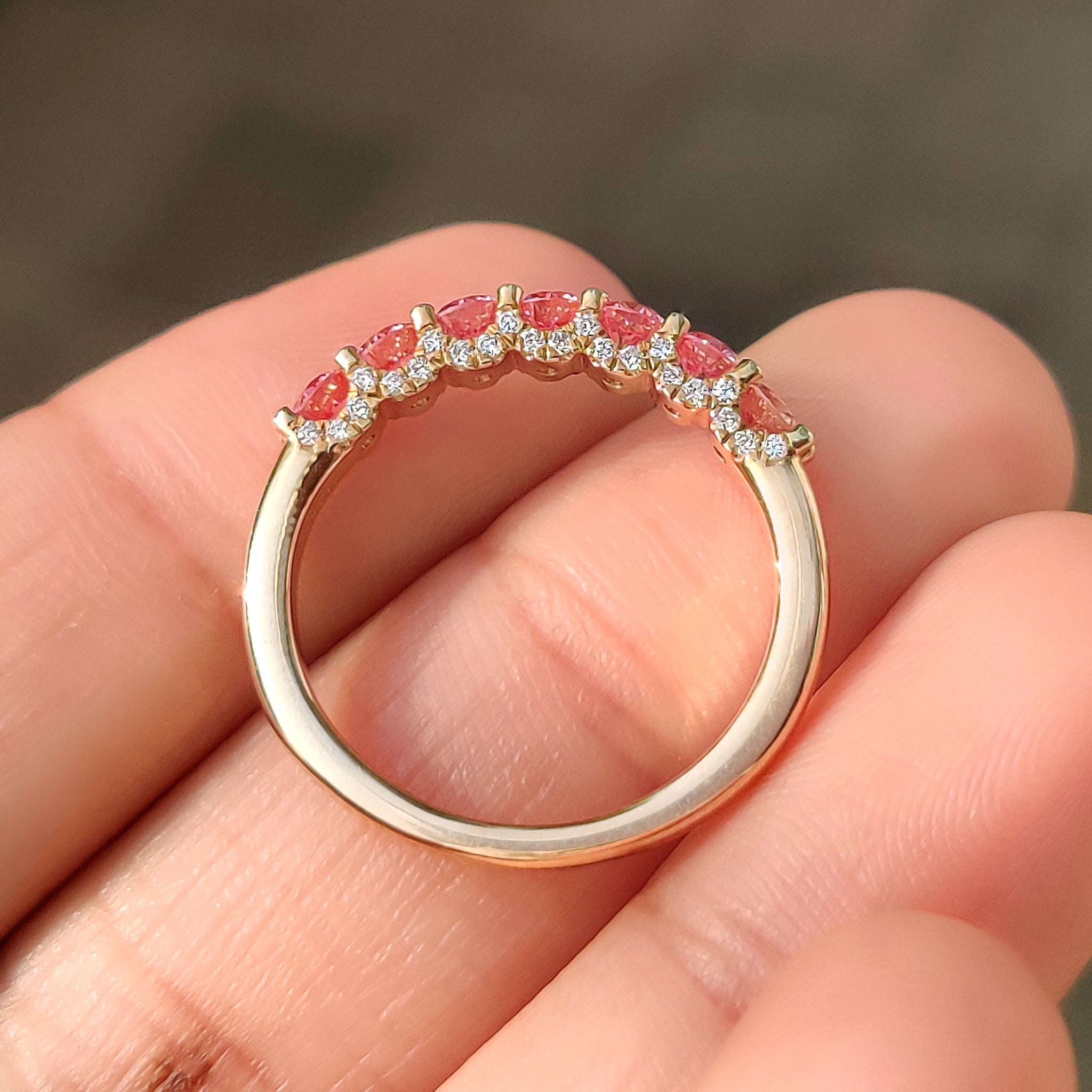 Seven stone round diamond wedding band handmade.
