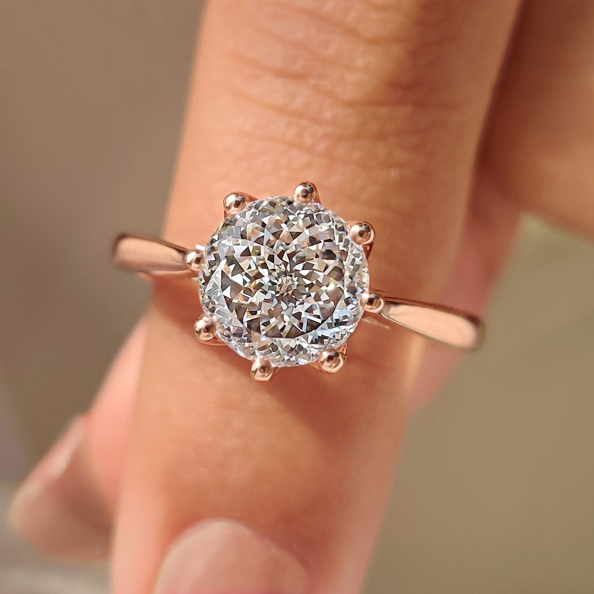 Portuguese Cut Diamond Ring In Solitaire Style