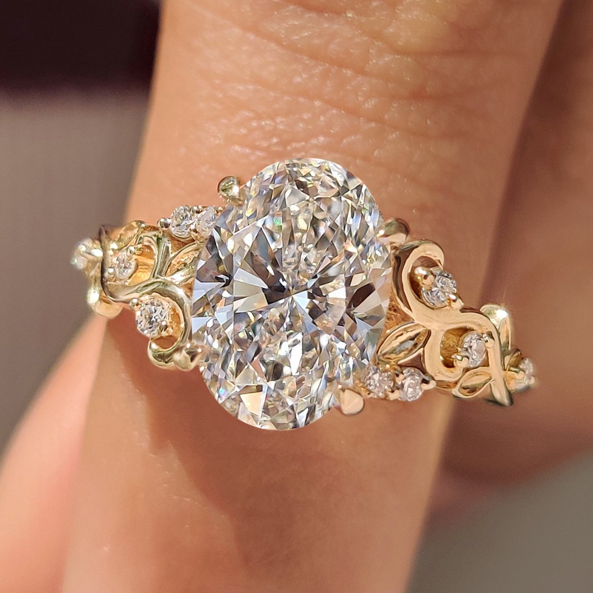 Oval Shaped Engagement Ring In Nature Inspired Styleg