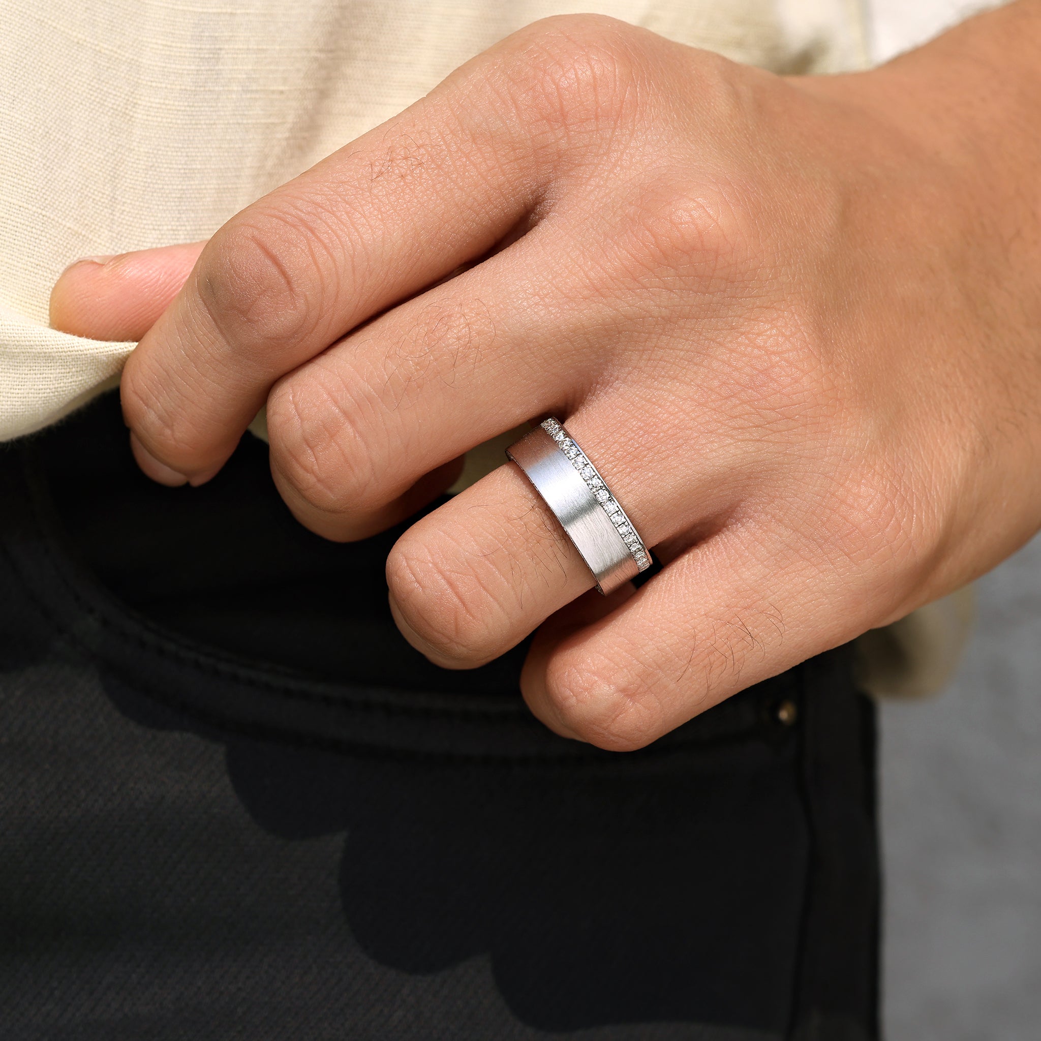 Rounded Rings Men Buy Hidden Pave Men's Round Cut Ring