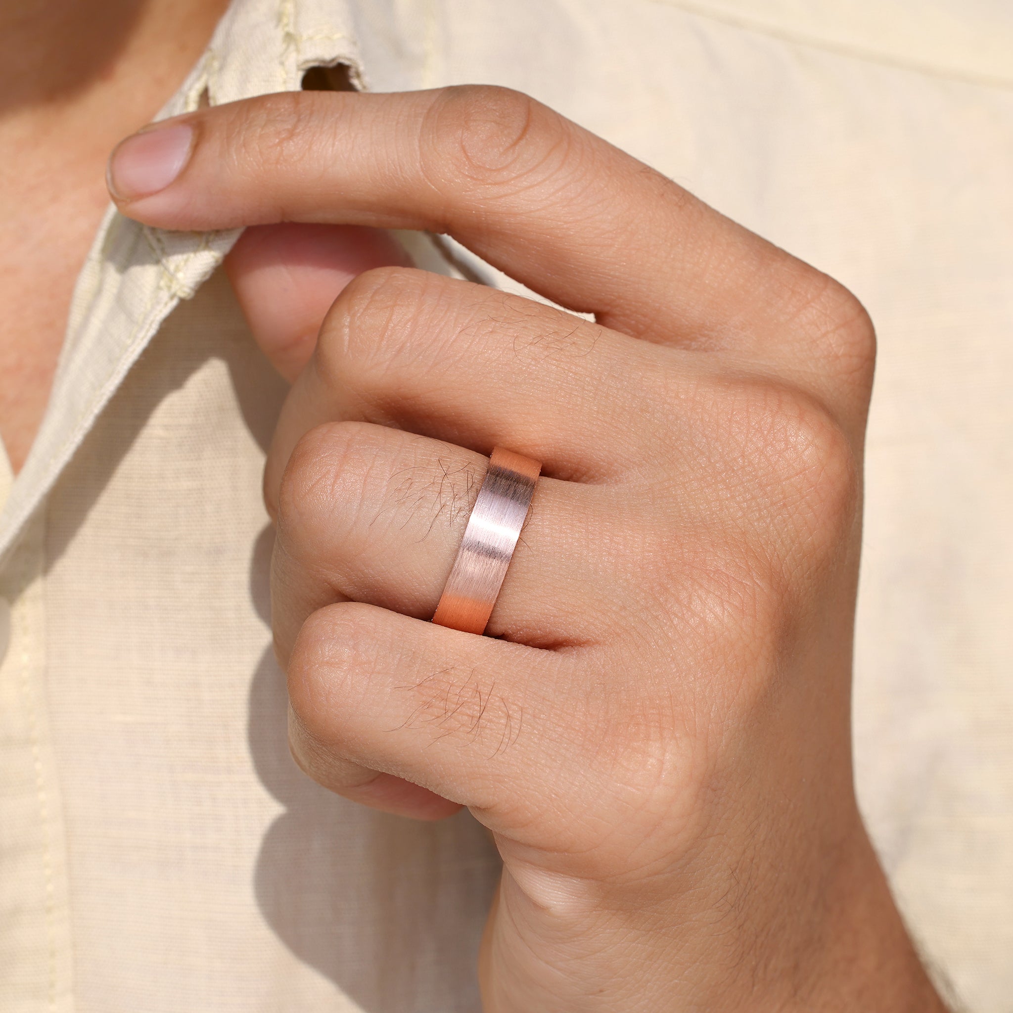 Double side eternity men’s ring with matte finish.
