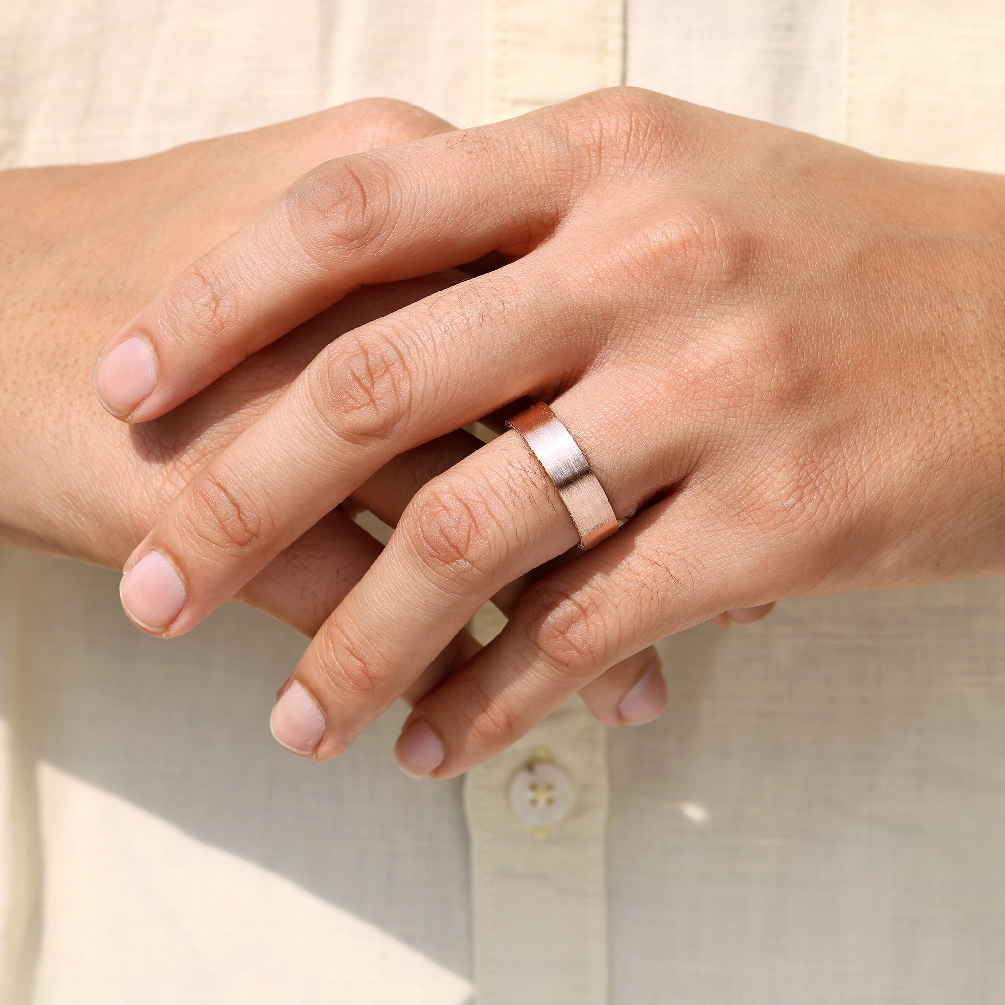 Men’s eternity ring with clean matte finish surface.
