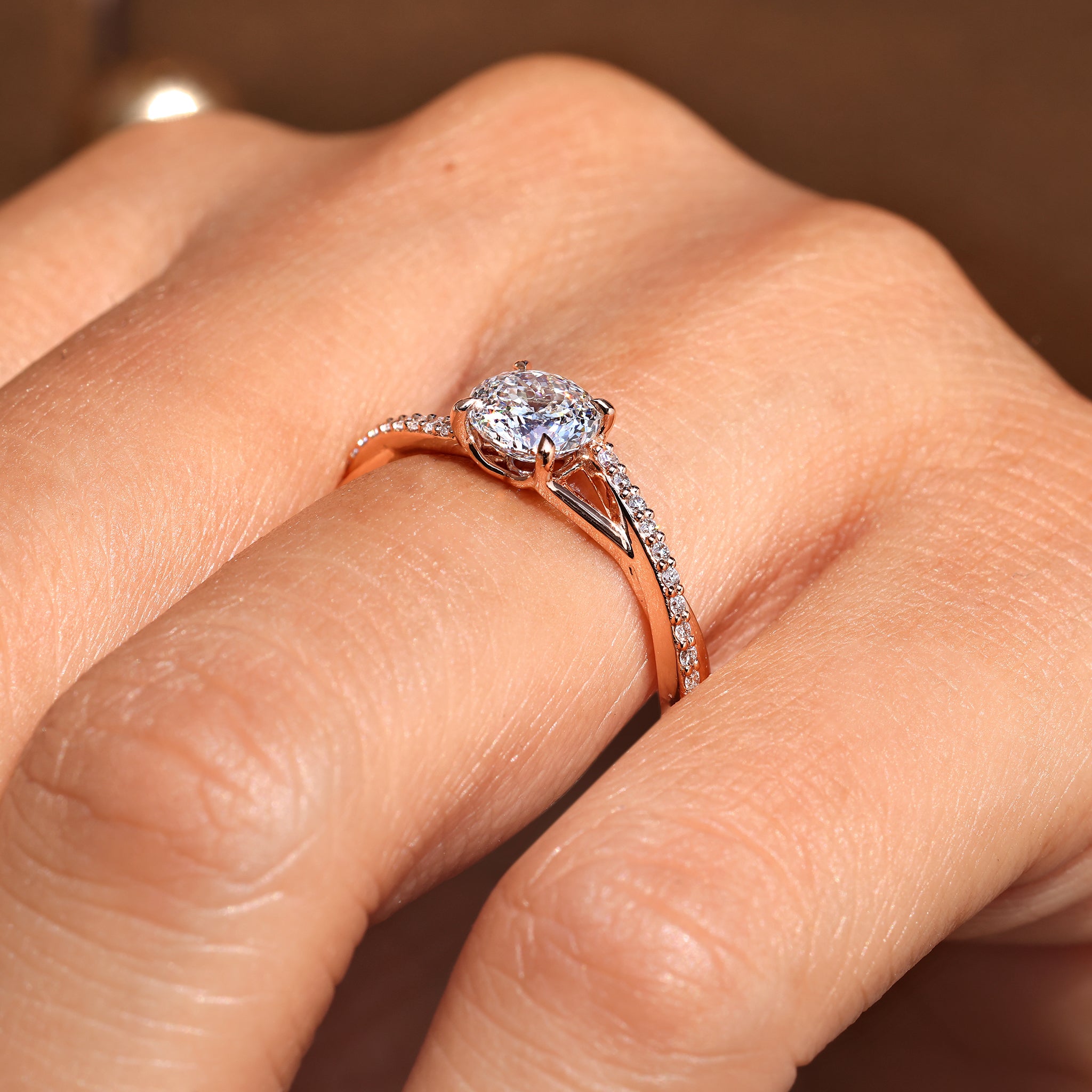 Four claw prong setting Portuguese diamond ring.
