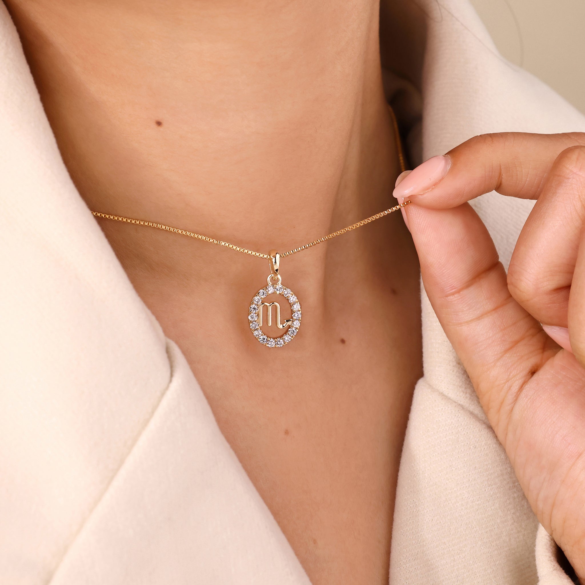 Handmade jewelry Scorpio pendant with IGI certified lab grown diamond.