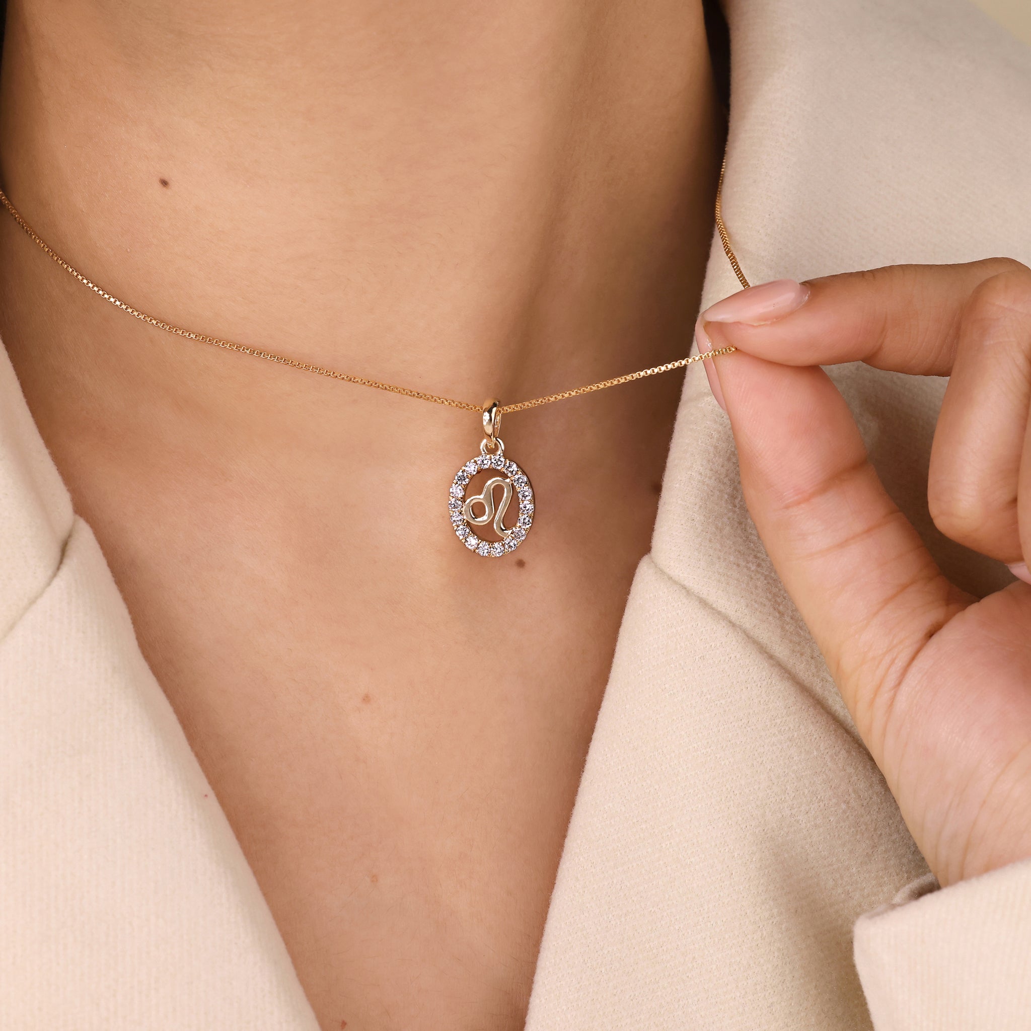 Handmade Leo zodiac pendant featuring astrology design and Lab Grown Diamond.