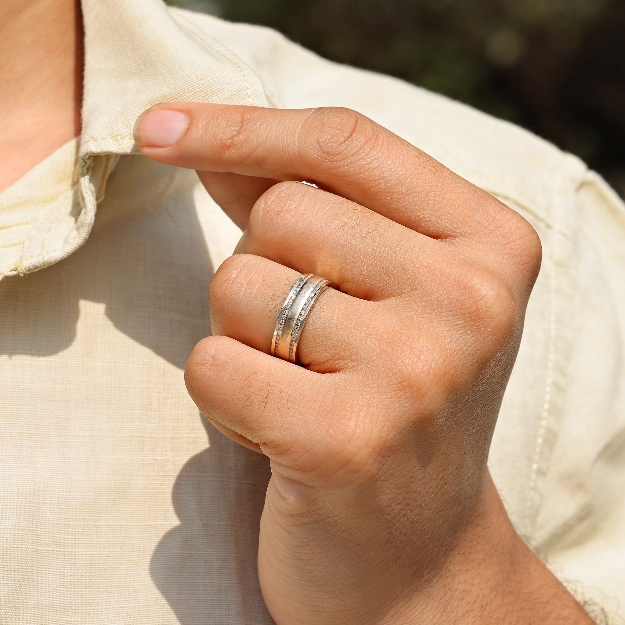Carat Diamonds men’s matte finish diamond ring.
