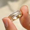 Matte finish men’s ring with round diamond double pave.
