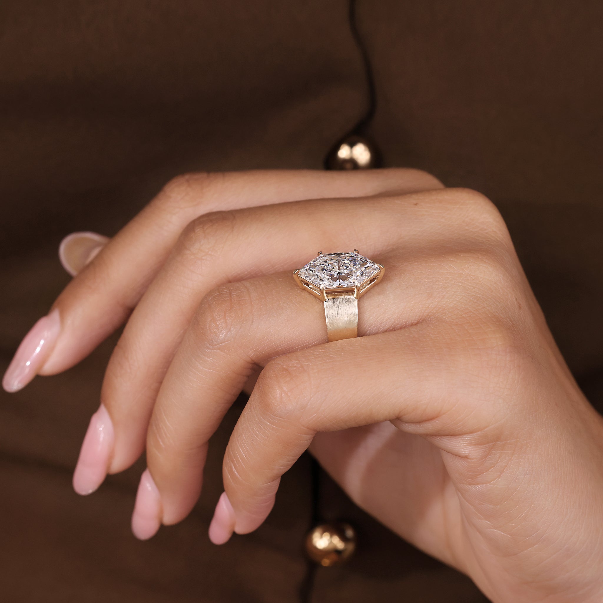 Lab grown Dutch marquise diamond ring with timeless style.
