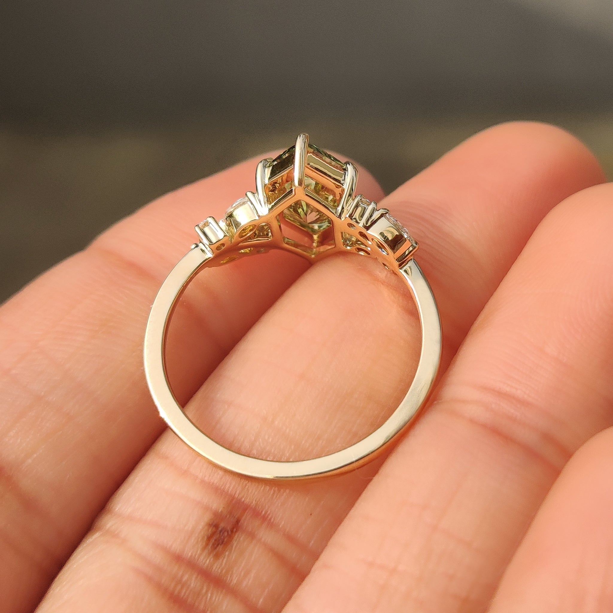 Lab grown dutch marquise ring with vintage milgrain.
