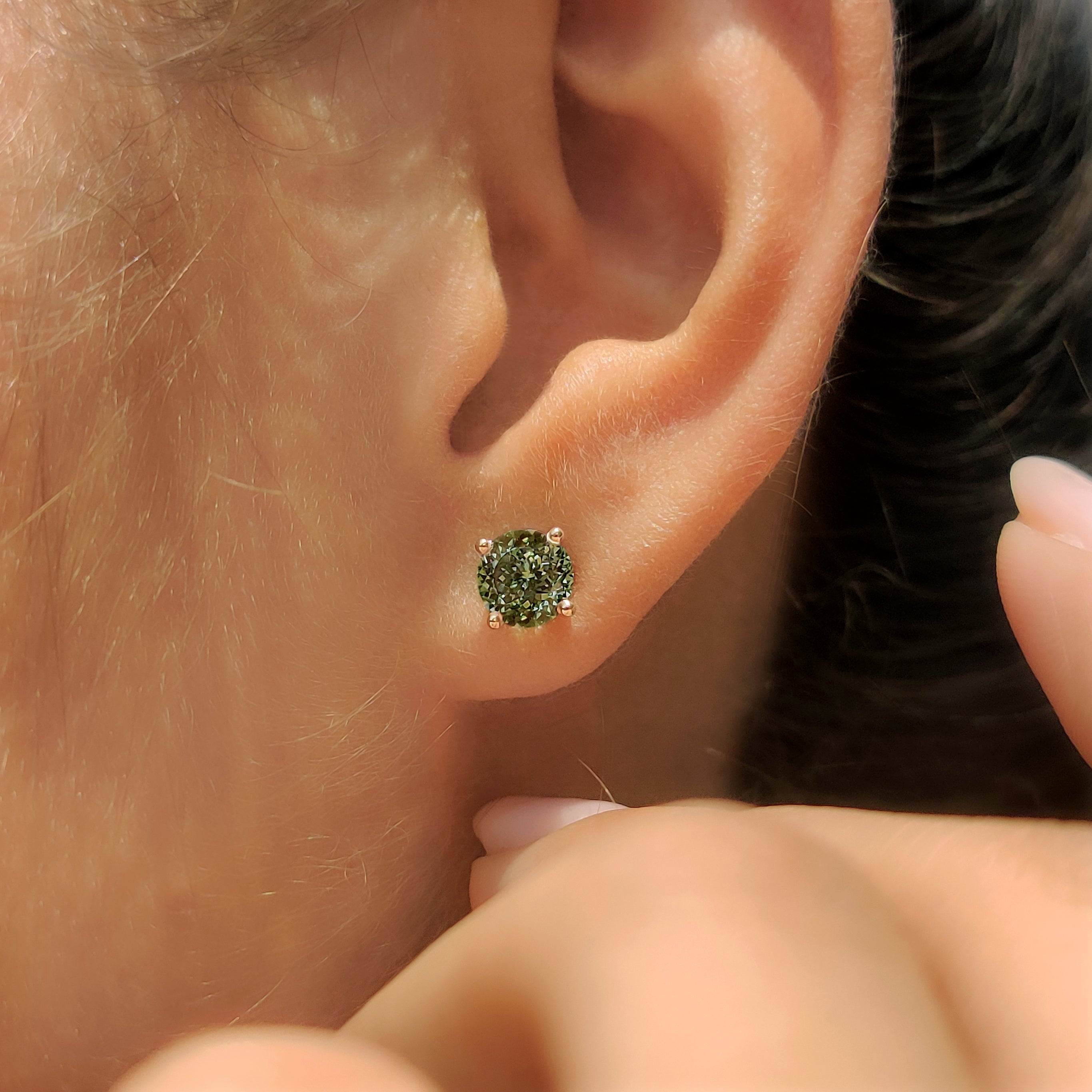 
Green lab diamond earrings with classic push back design