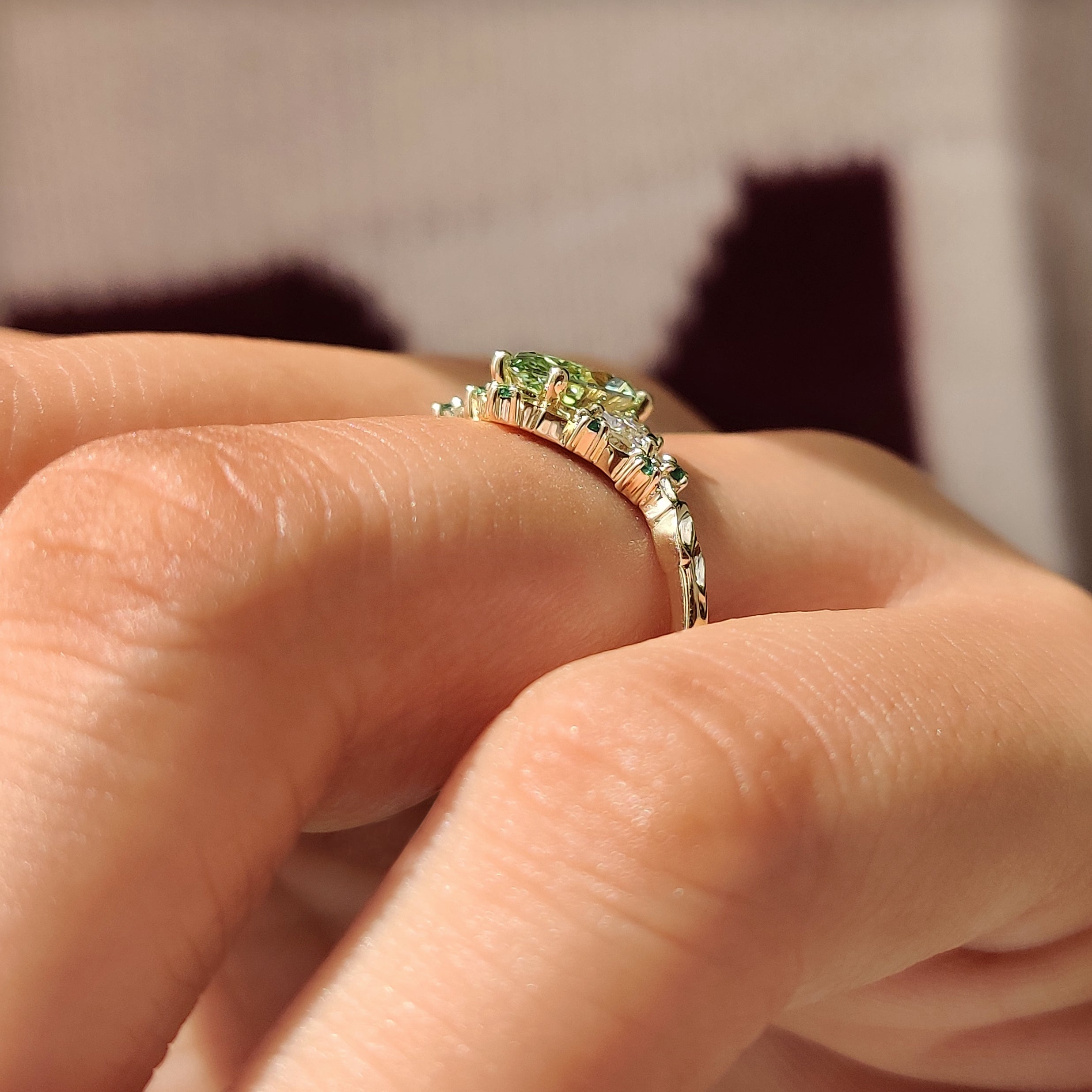 Vintage green marquise cluster ring.
