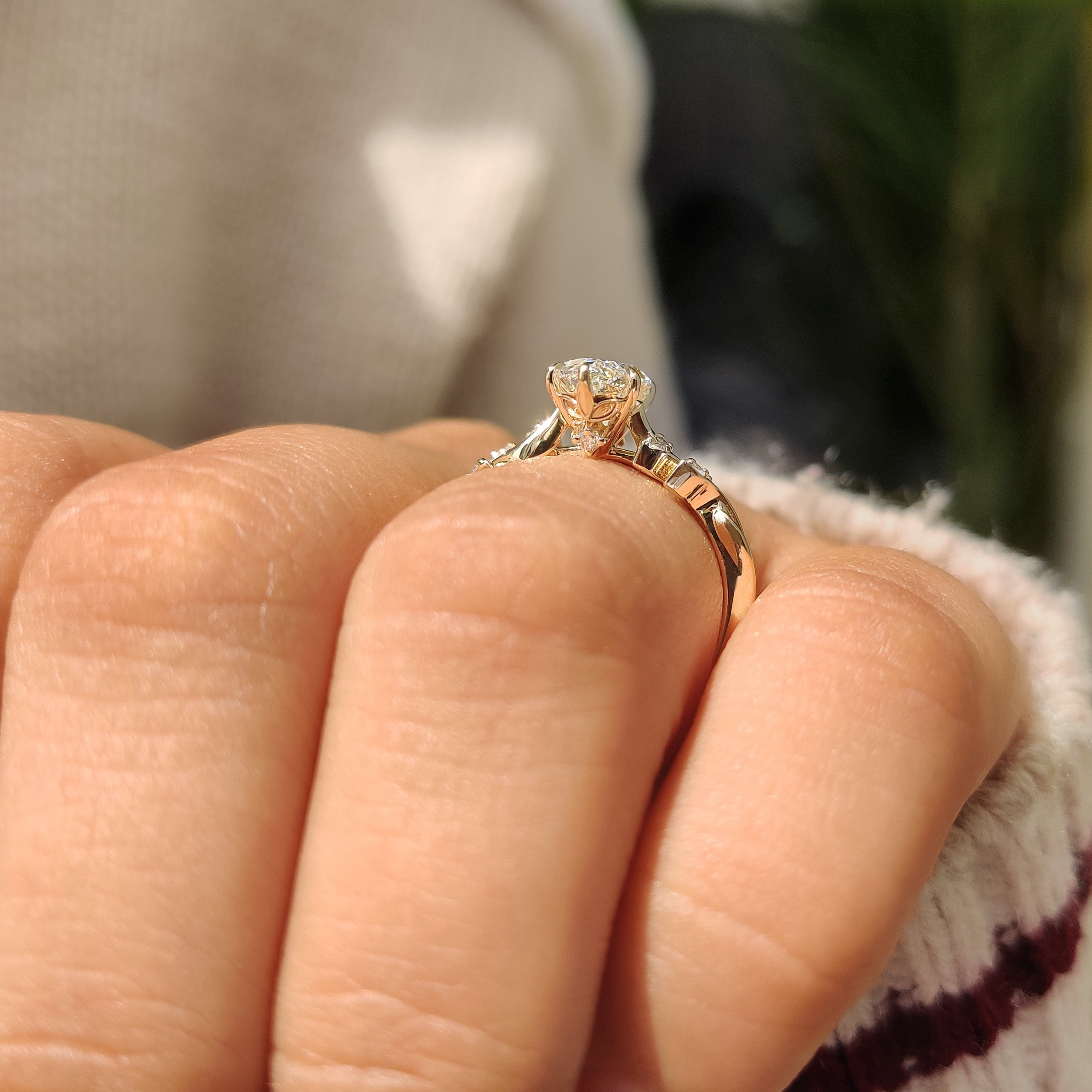 Hidden leaf gallery marquise diamond ring.
