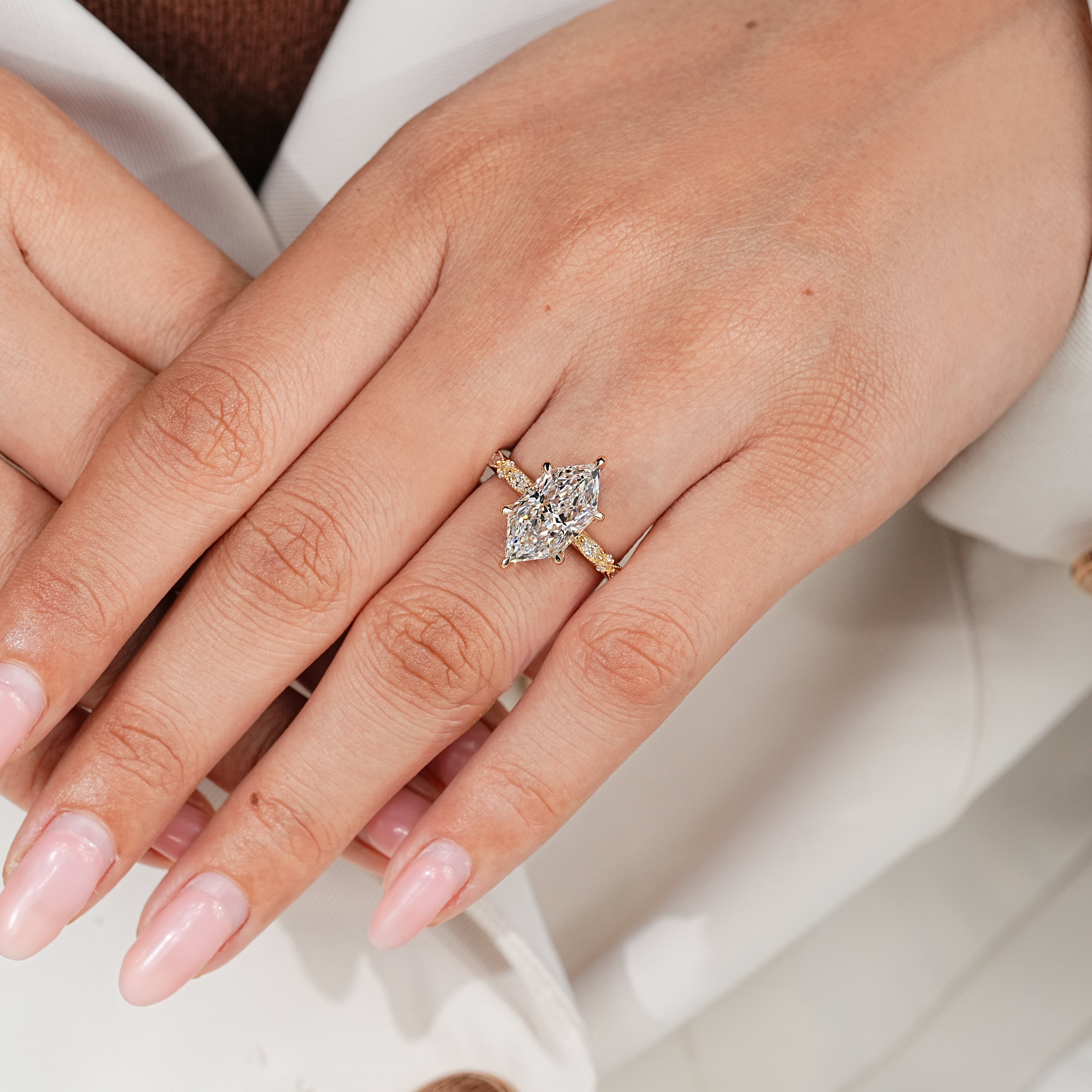 Milgrain detailing on vintage inspired engagement ring
