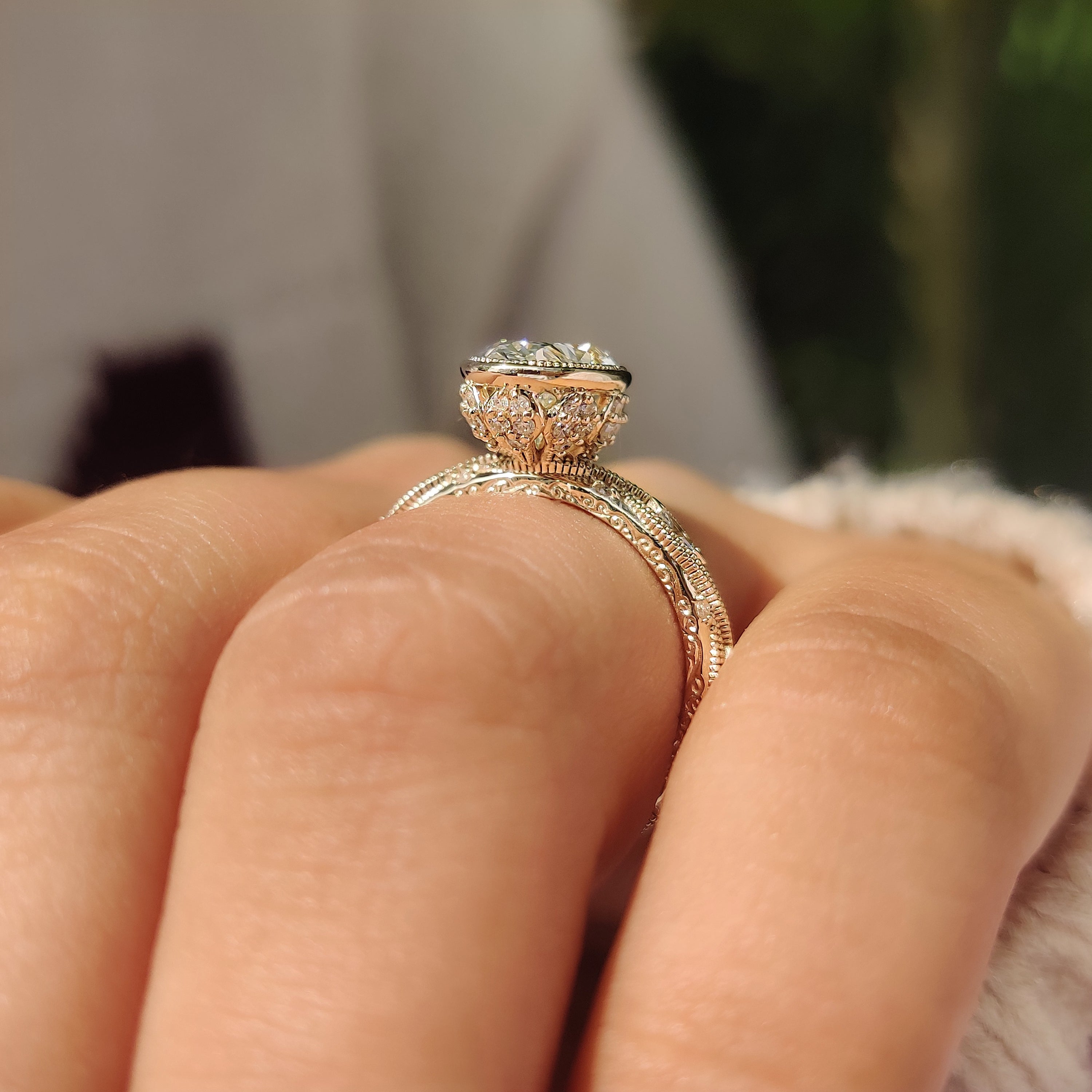 Bezel engagement ring handcrafted by Carat Diamonds
